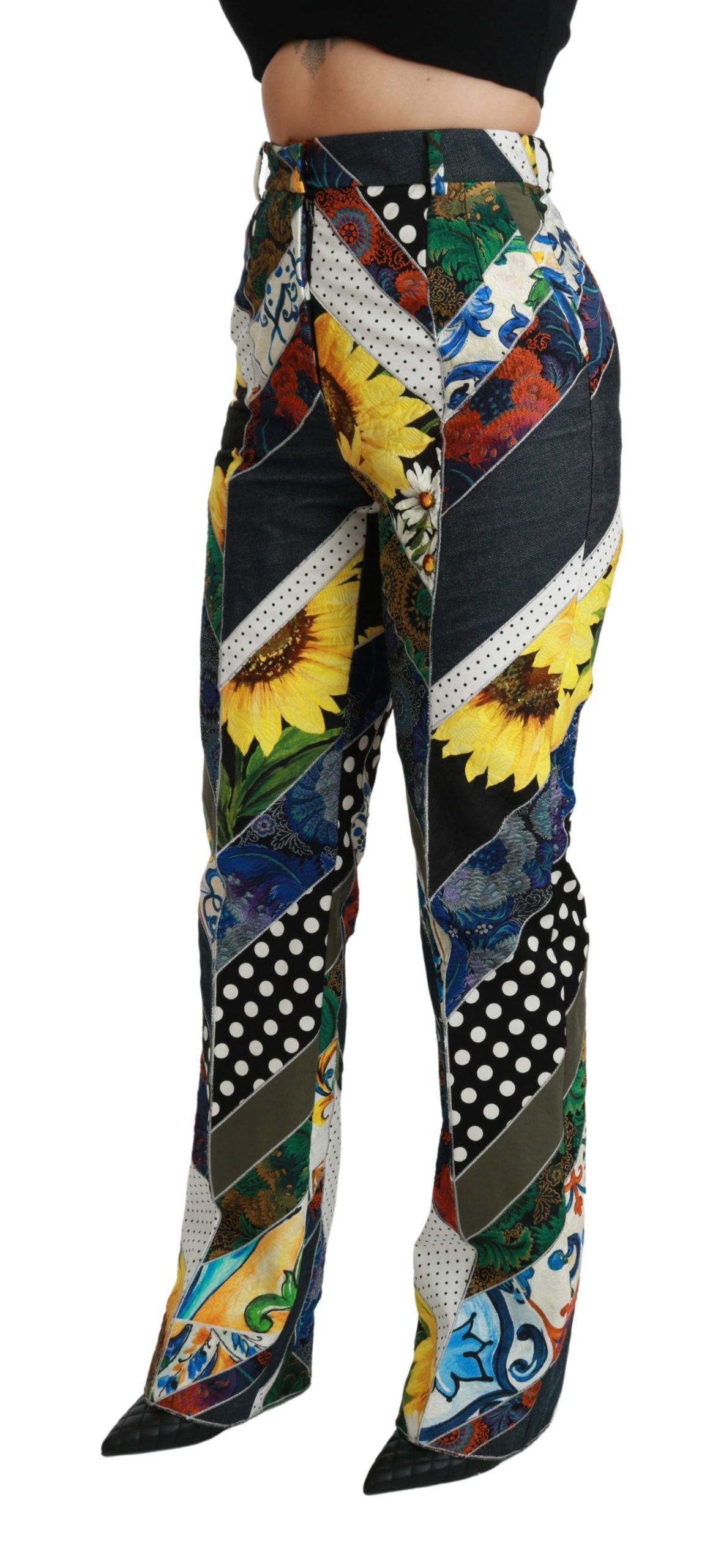 Dolce & Gabbana Multicolor Druck Hohe Taille Gerade Hose-3