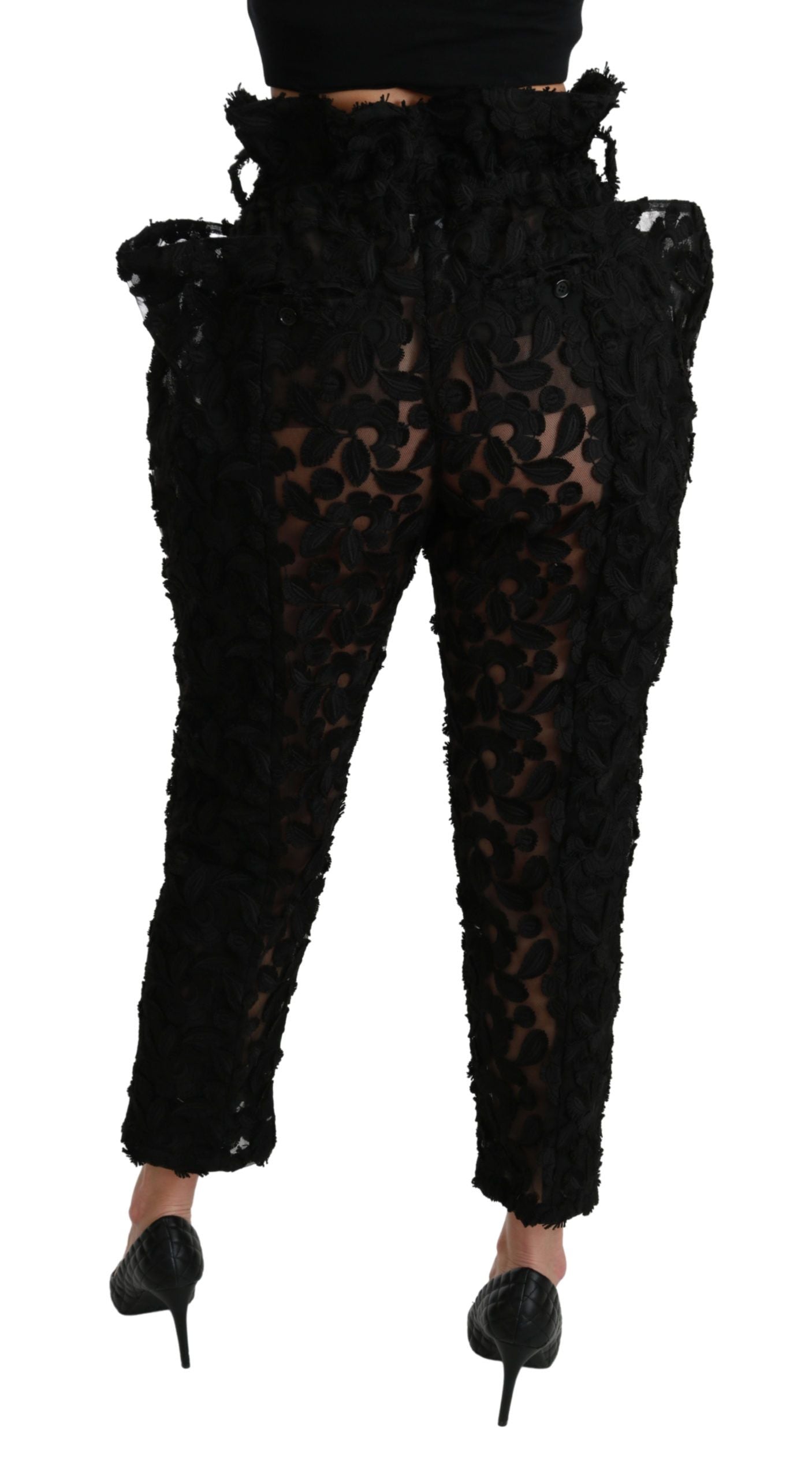 Dolce & Gabbana black floral tapered high-waisted trousers-2