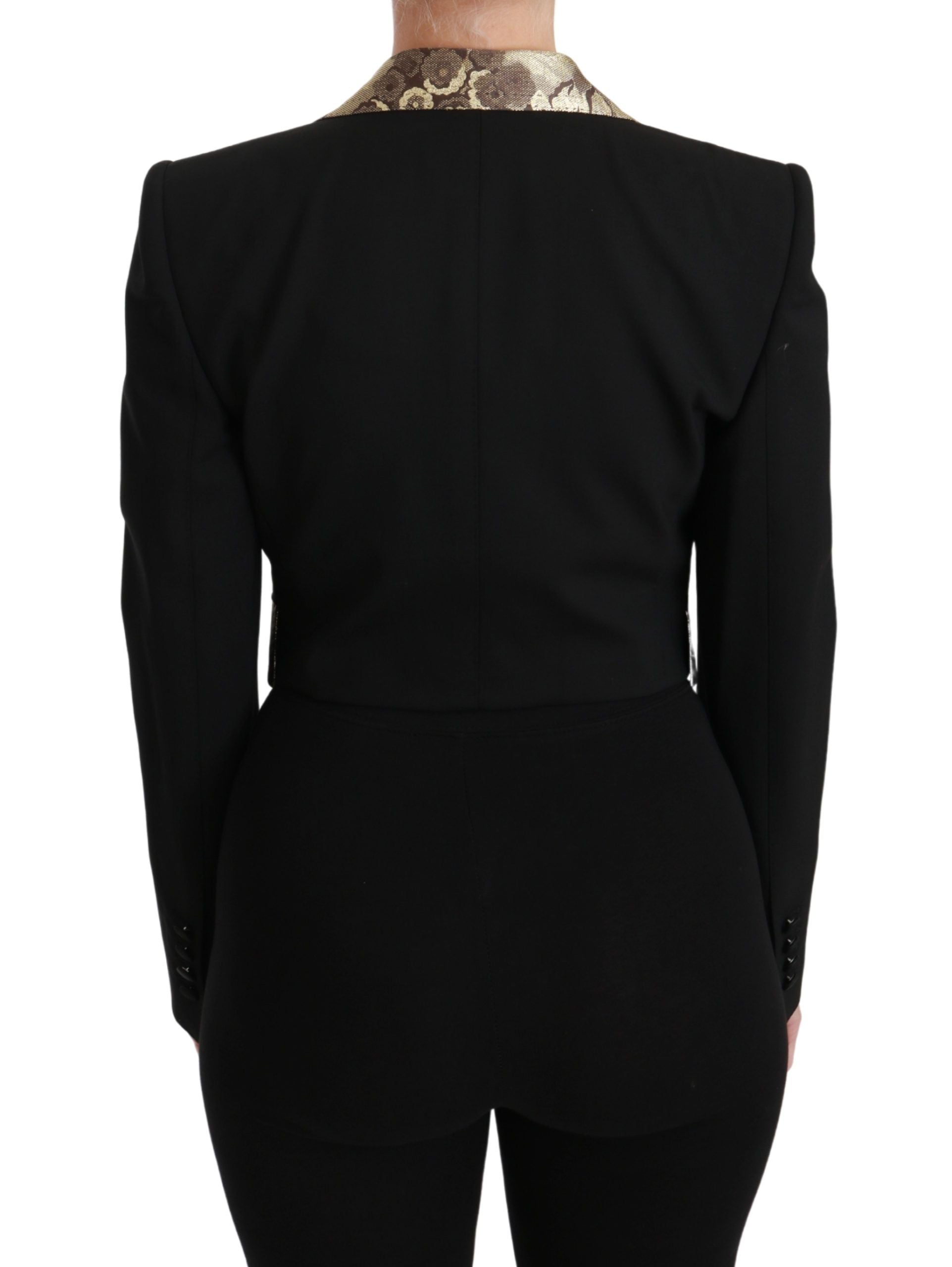 Dolce & Gabbana Black Jacquard Vest Blazer Coat Wool Jacket-4