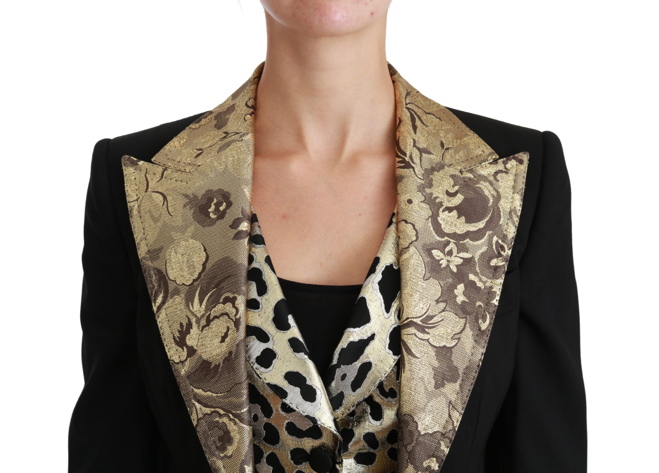 Dolce & Gabbana Black Jacquard Vest Blazer Coat Wool Jacket-5