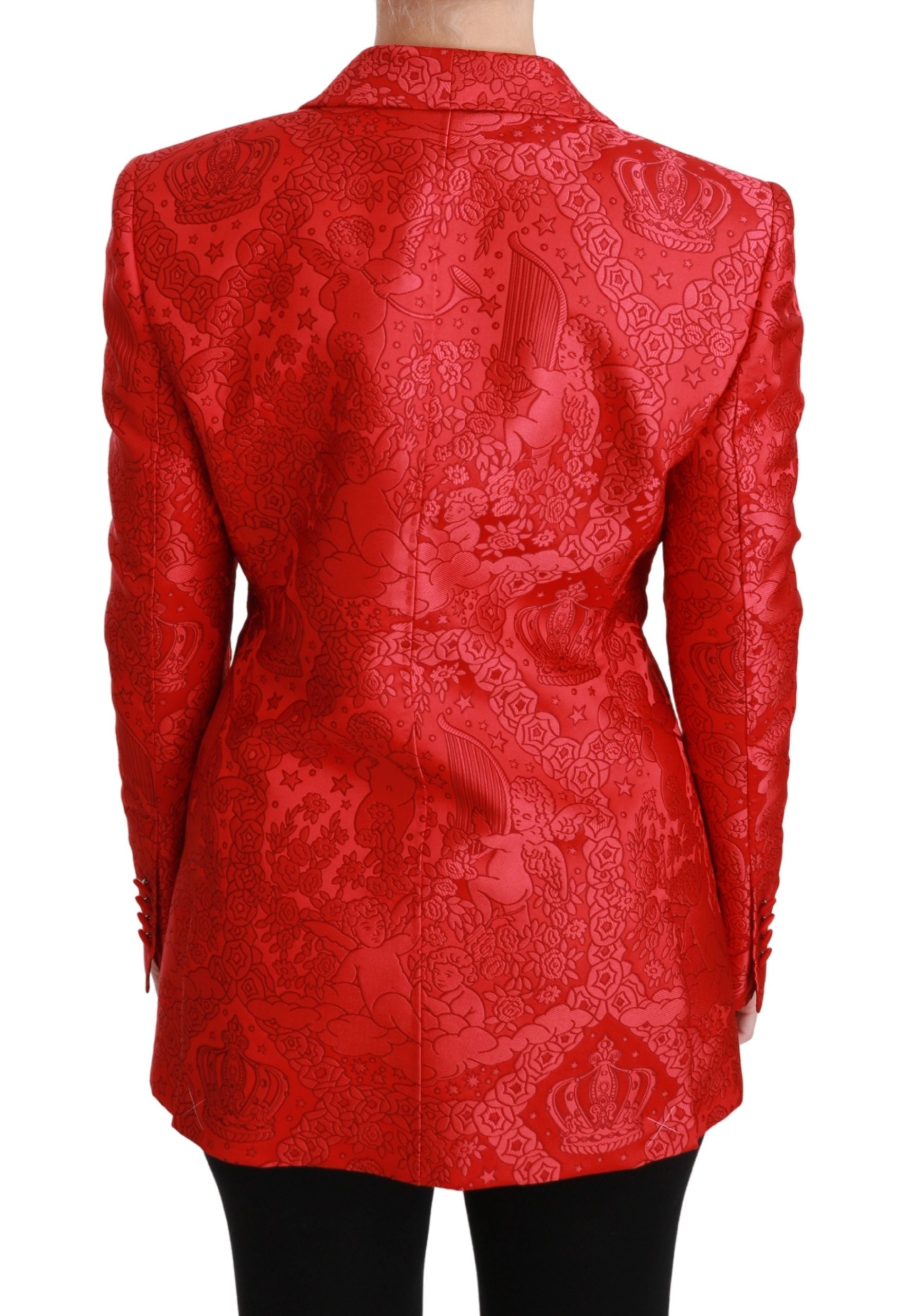 Dolce & Gabbana Red Floral Angel Blazer Coat Jacket-4