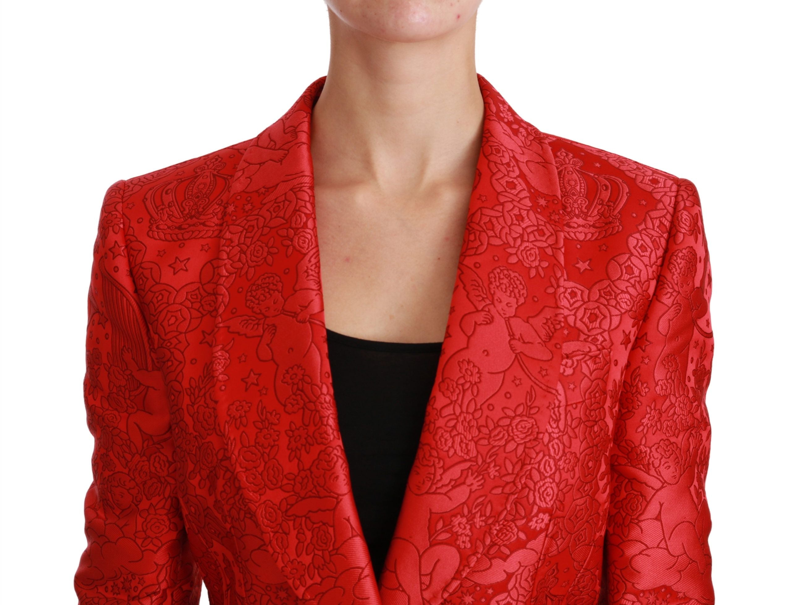 Dolce & Gabbana Red Floral Angel Blazer Coat Jacket-5