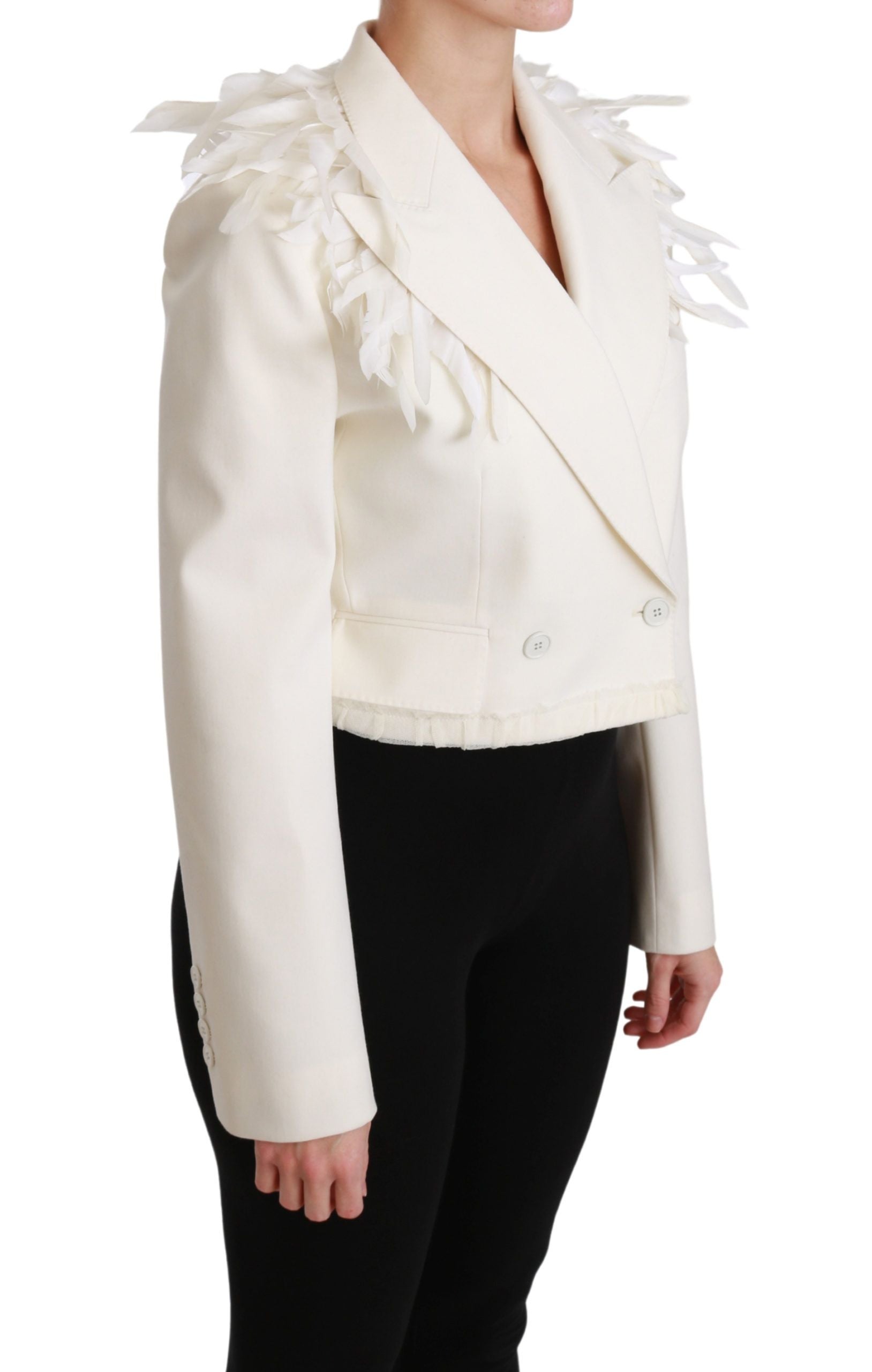Dolce & Gabbana White Double-Breasted Wool Coat Jacket-2