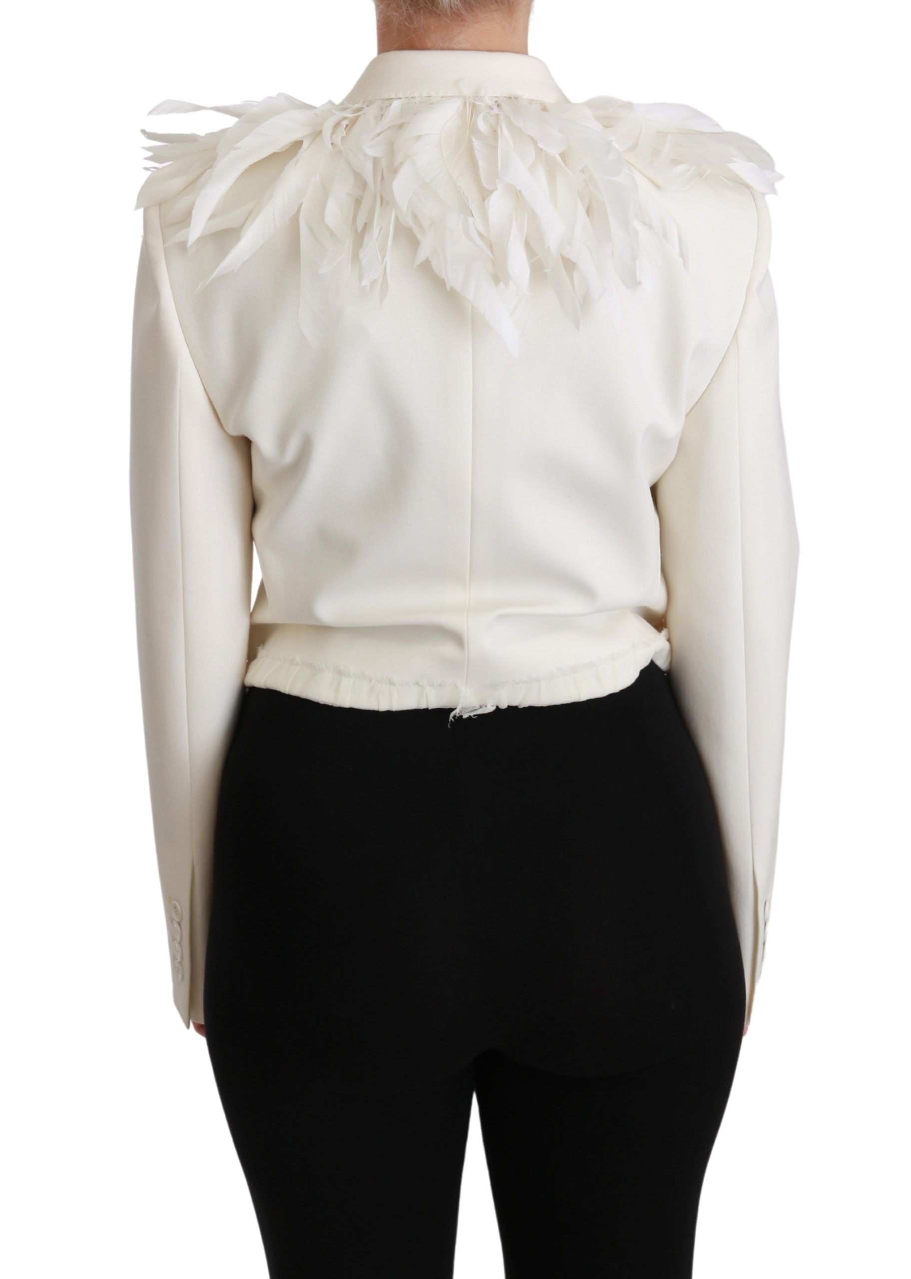 Dolce & Gabbana White Double-Breasted Wool Coat Jacket-4