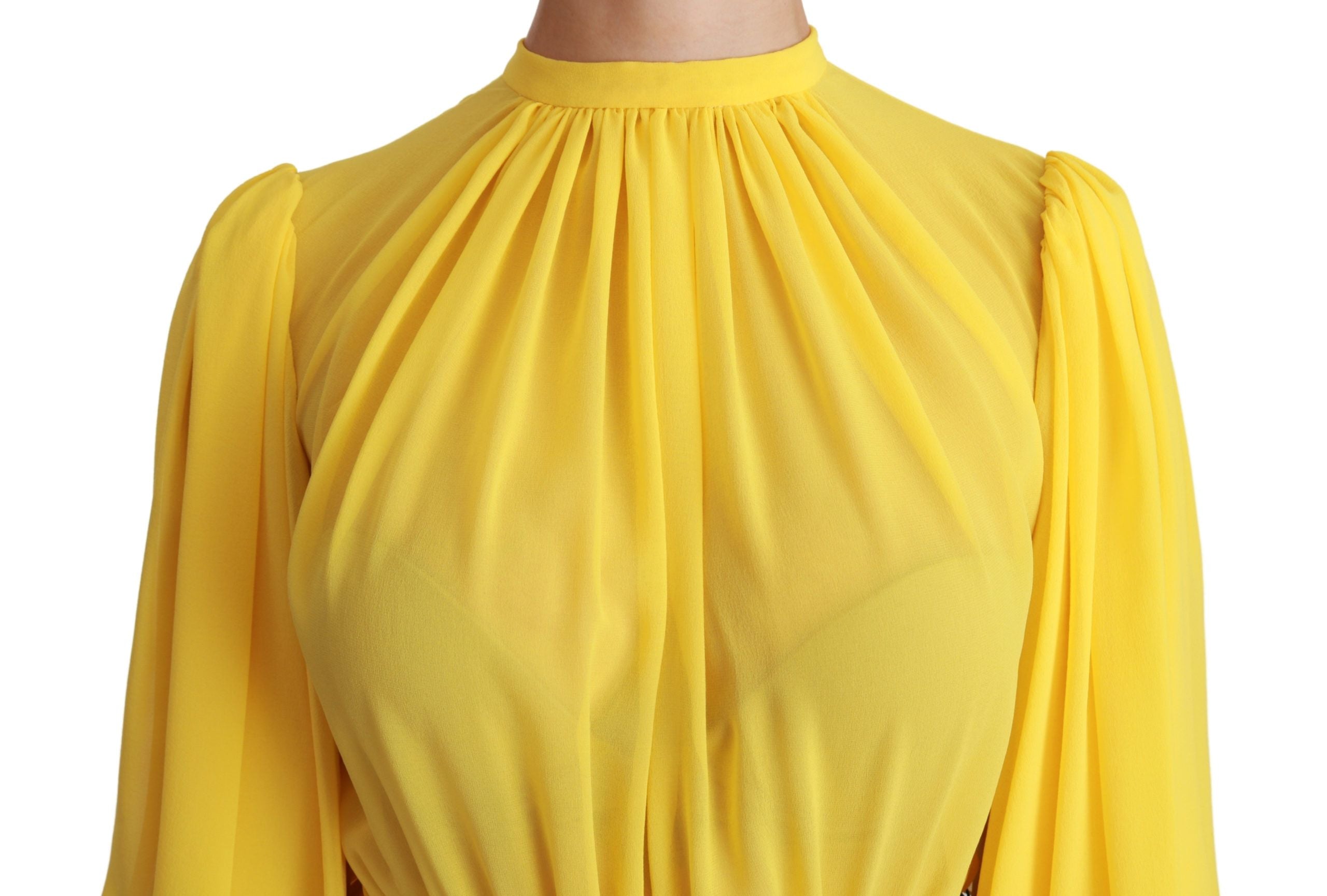 Dolce & Gabbana Gelbes plissiertes Minikleid in A-Linie aus 100% Seide-5