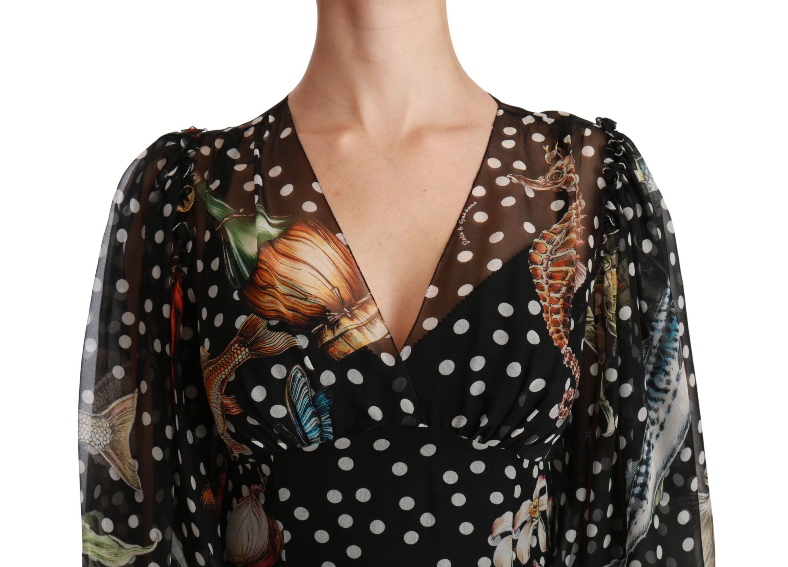 Dolce & Gabbana Black Sea Fish Sicily A-line shift dress-5