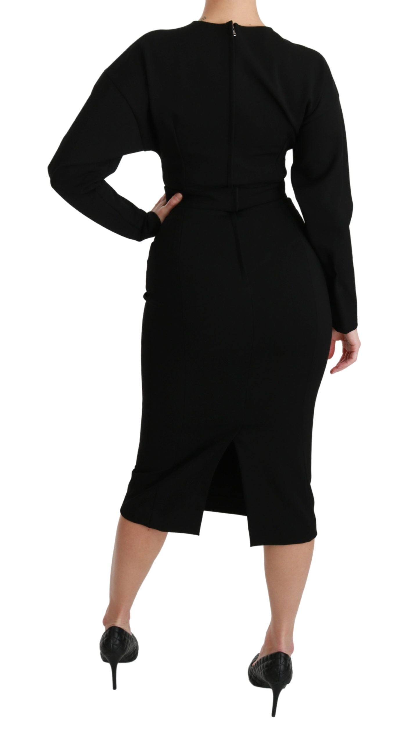 Dolce & Gabbana Schwarzes Bodycon Etuikleid Midi Stretch Kleid-4