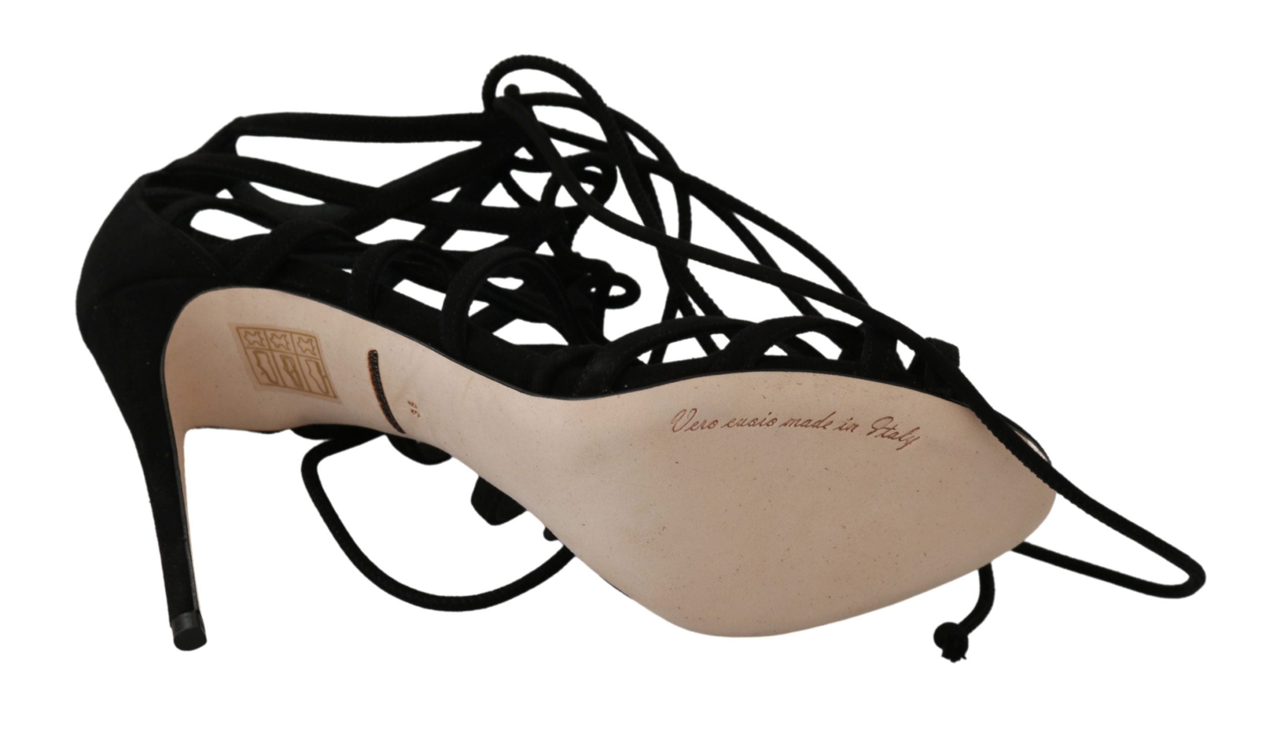 Dolce & Gabbana Schwarz Wildleder Riemen Stilettos Schuhe Sandalen-2