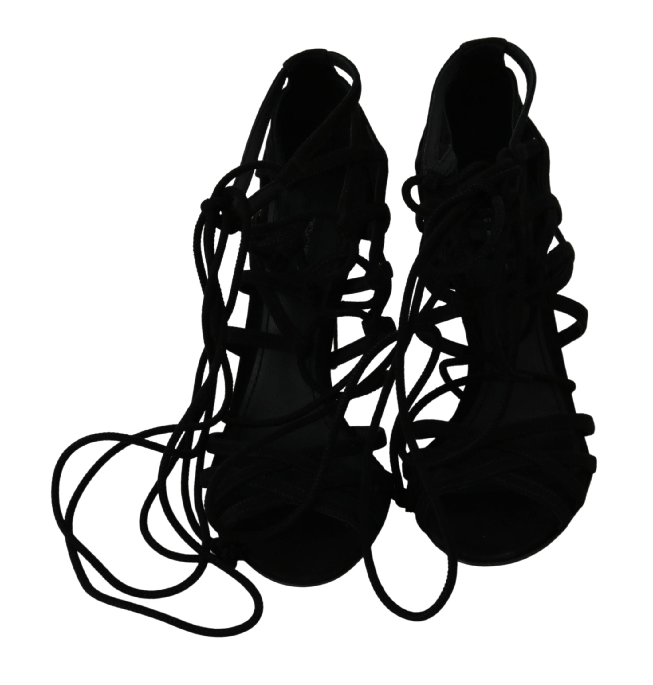 Dolce & Gabbana Schwarz Wildleder Riemen Stilettos Schuhe Sandalen-4