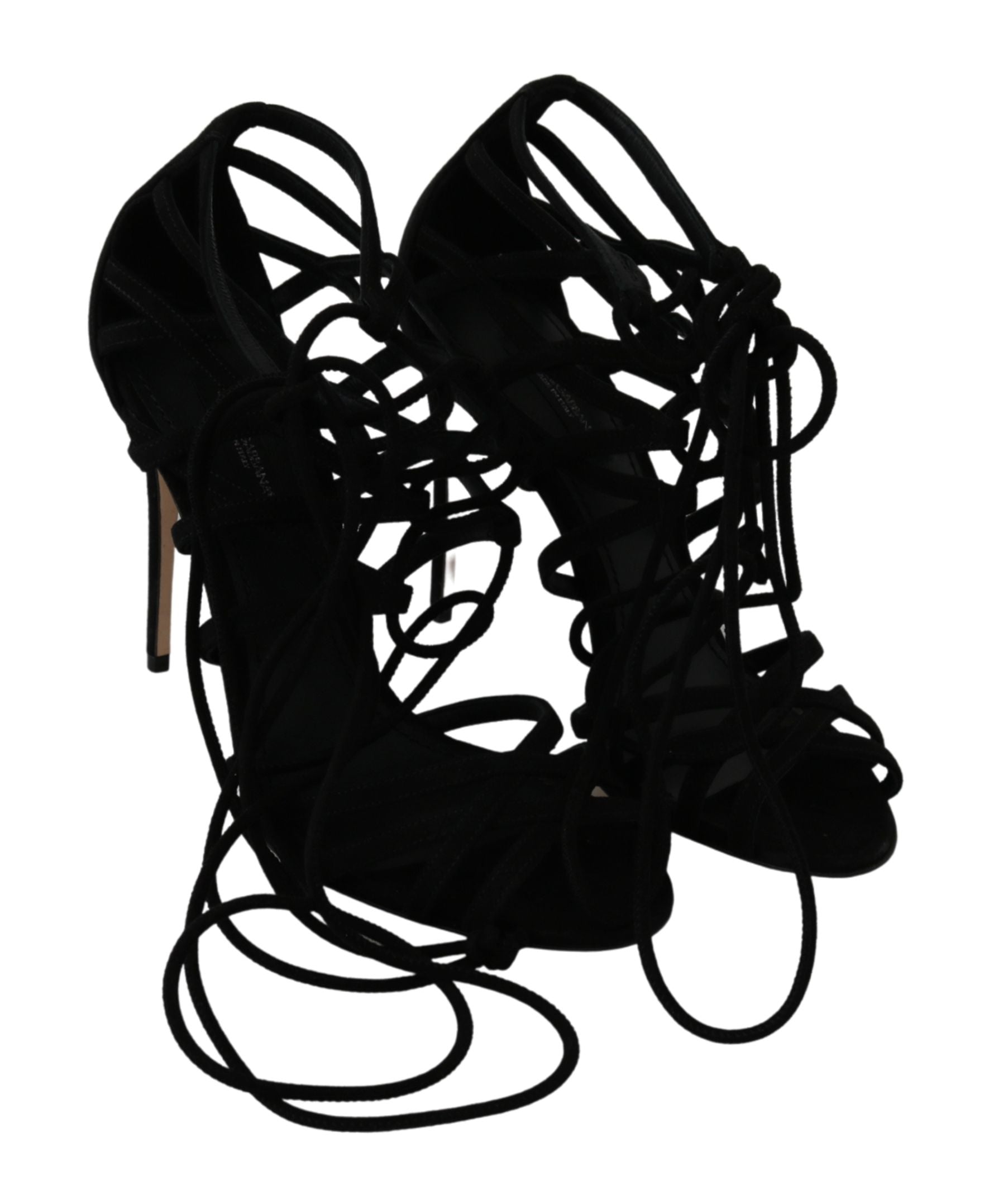Dolce & Gabbana Schwarz Wildleder Riemen Stilettos Schuhe Sandalen-5