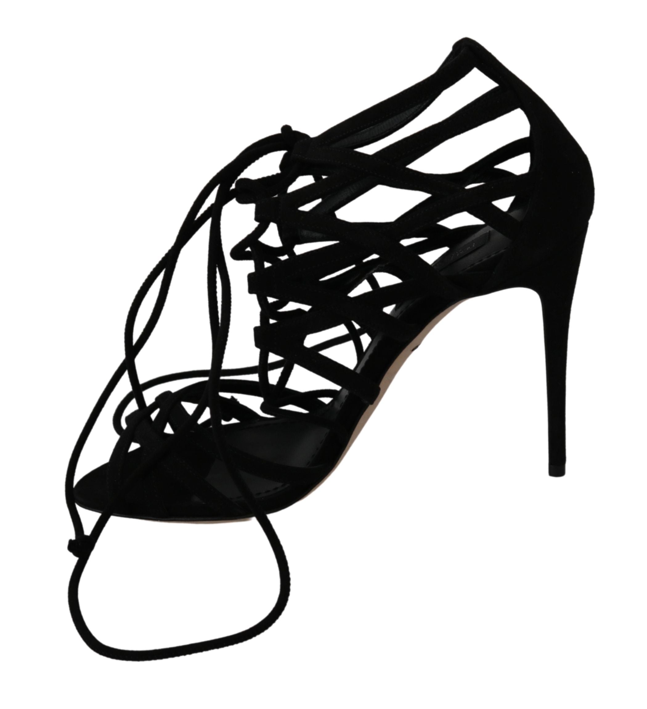 Dolce & Gabbana Schwarz Wildleder Riemen Stilettos Schuhe Sandalen-7