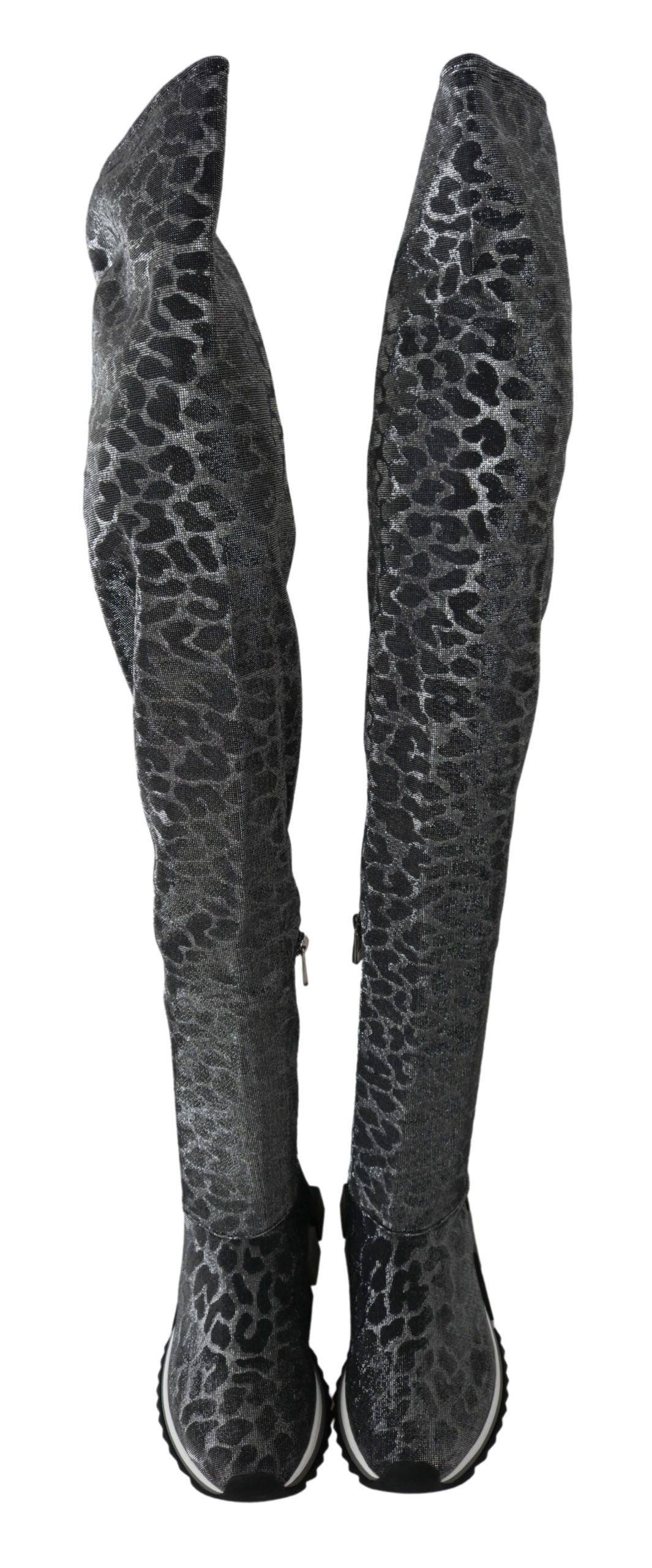 Dolce & Gabbana Grey Leopard High Top Sneakers Booties Shoes-4
