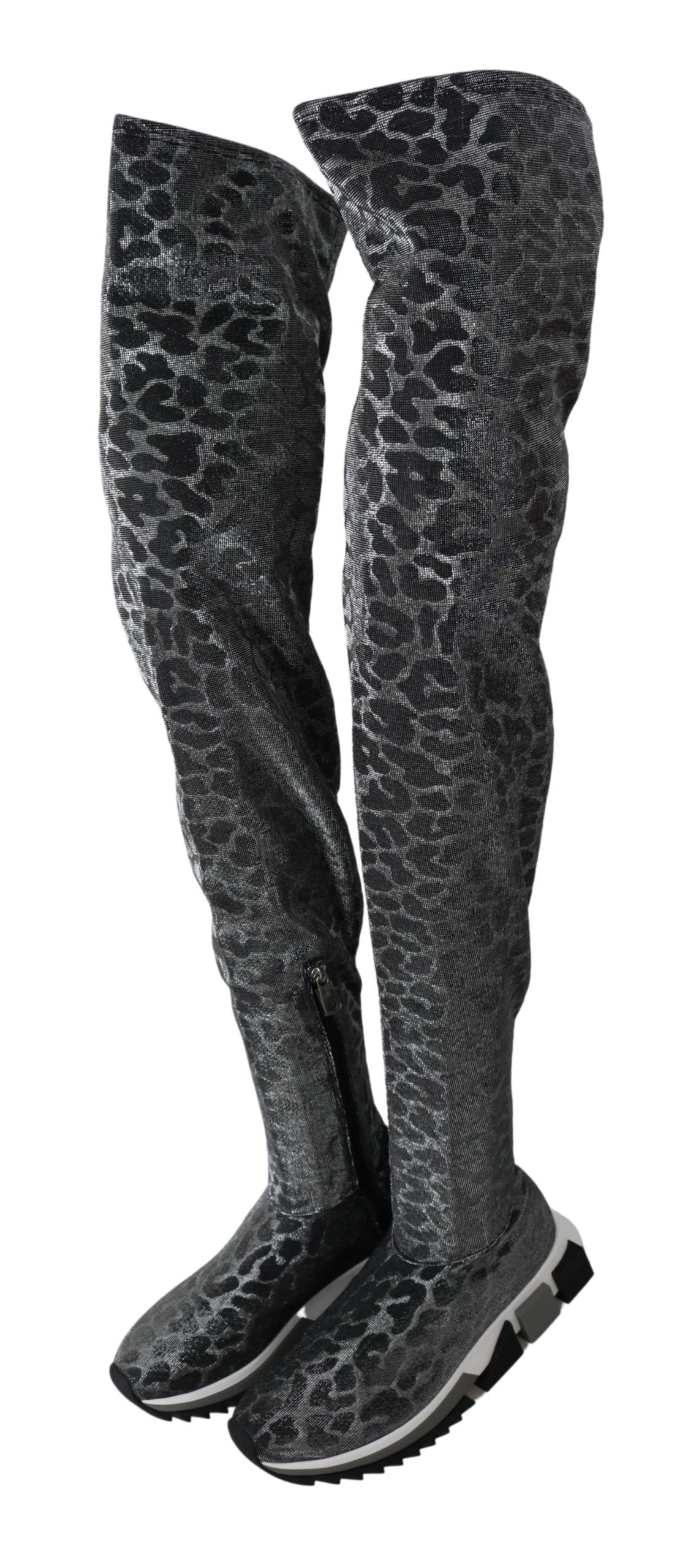 Dolce & Gabbana Grey Leopard High Top Sneakers Booties Shoes-5