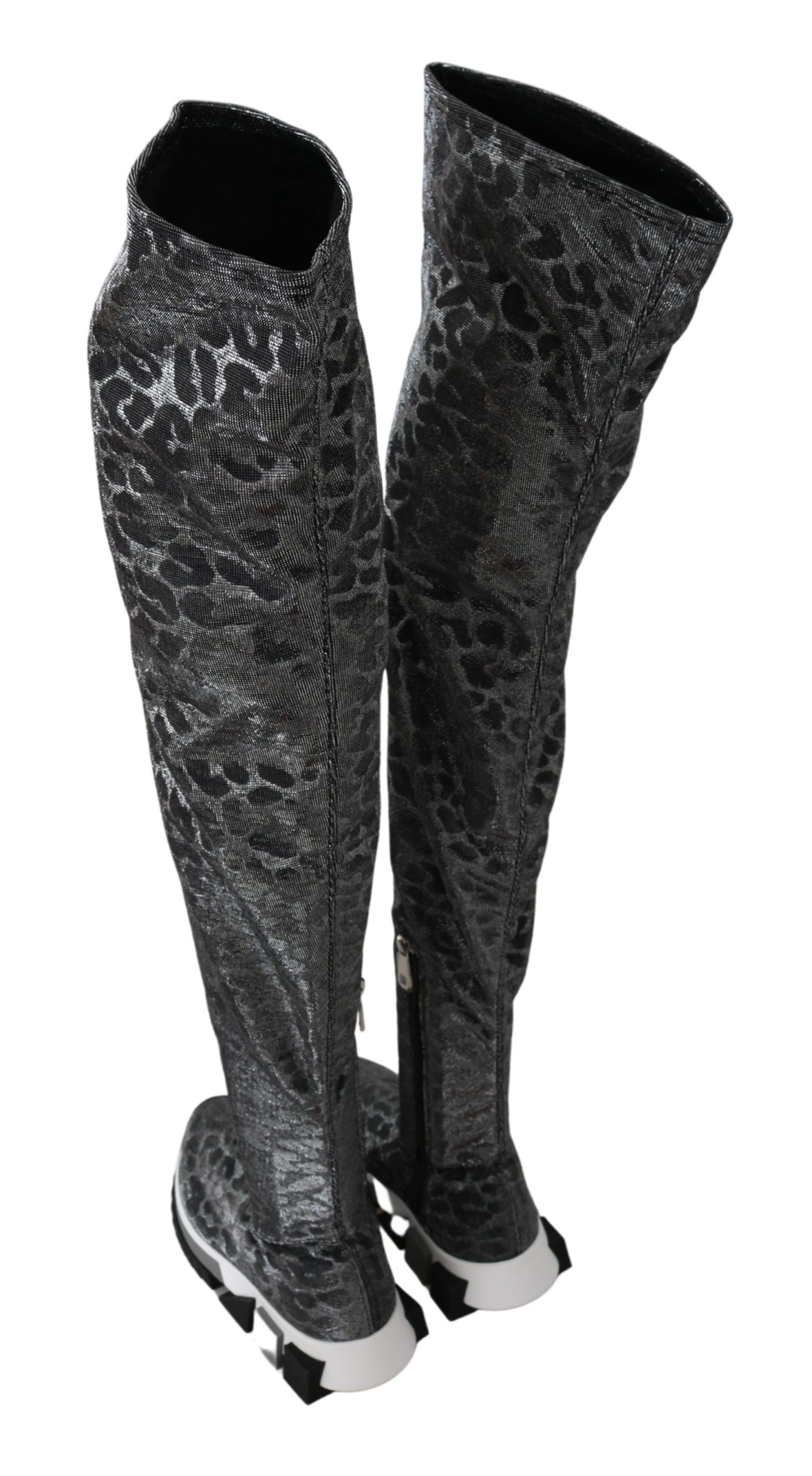 Dolce & Gabbana Grey Leopard High Top Sneakers Booties Shoes-6