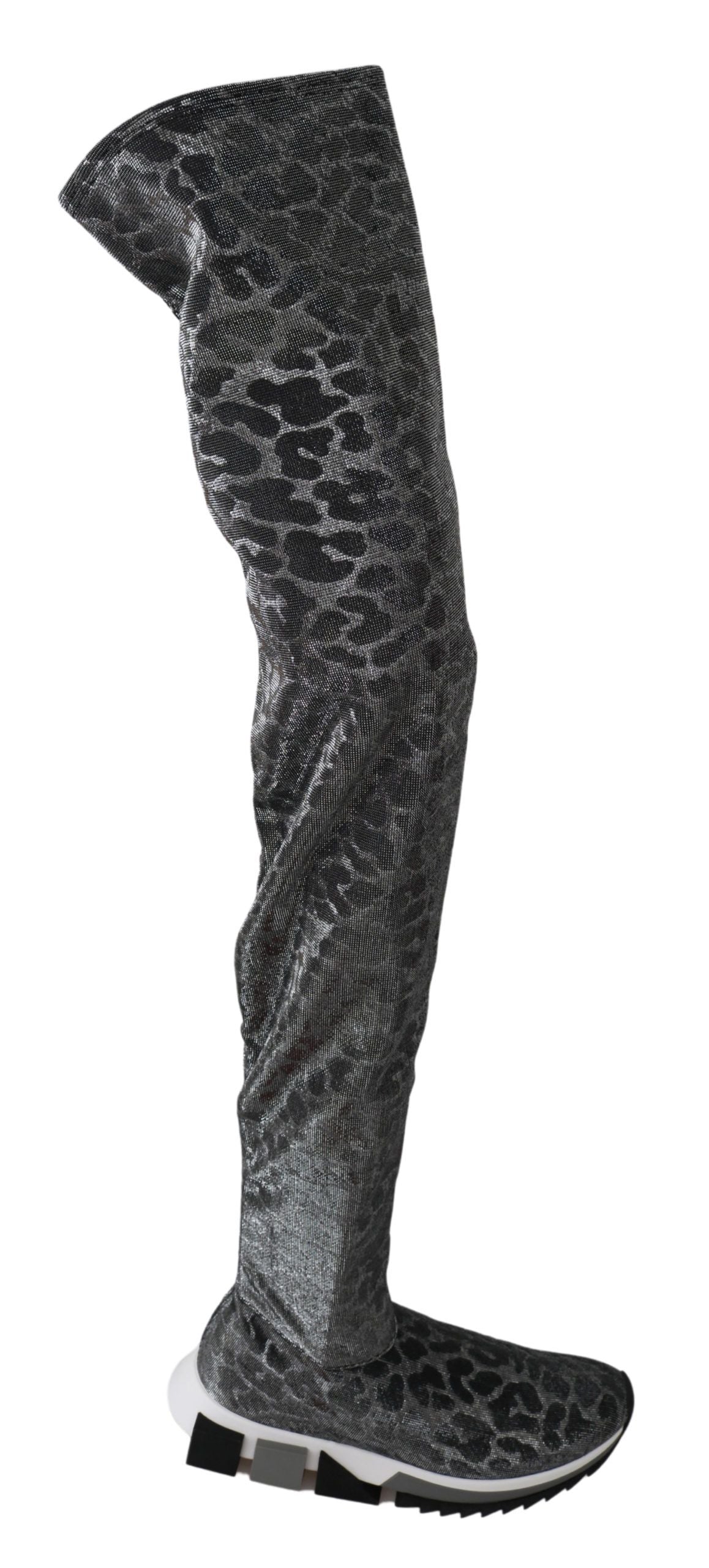 Dolce & Gabbana Grey Leopard High Top Sneakers Booties Shoes-1