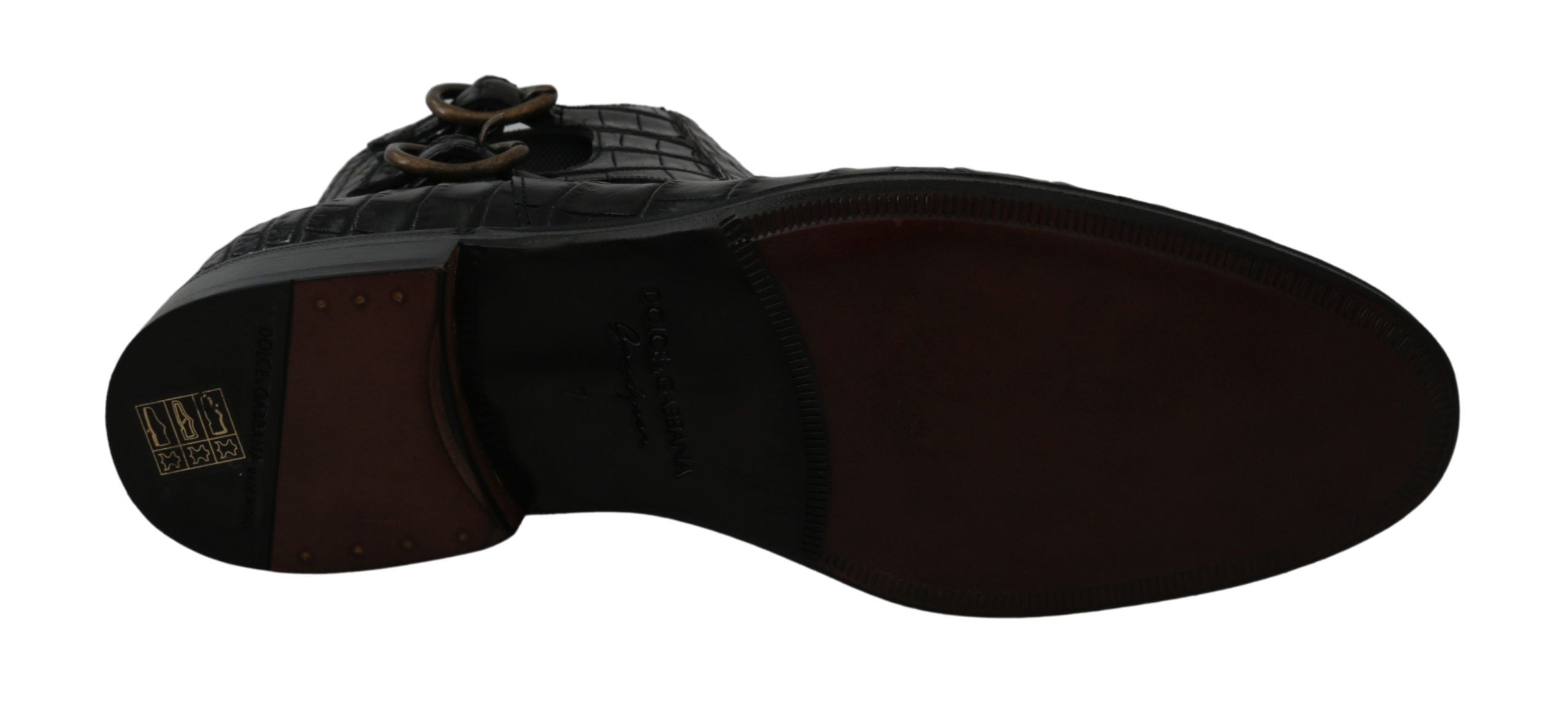 Dolce & Gabbana Black Crocodile Leather Derby Boots Shoes-2