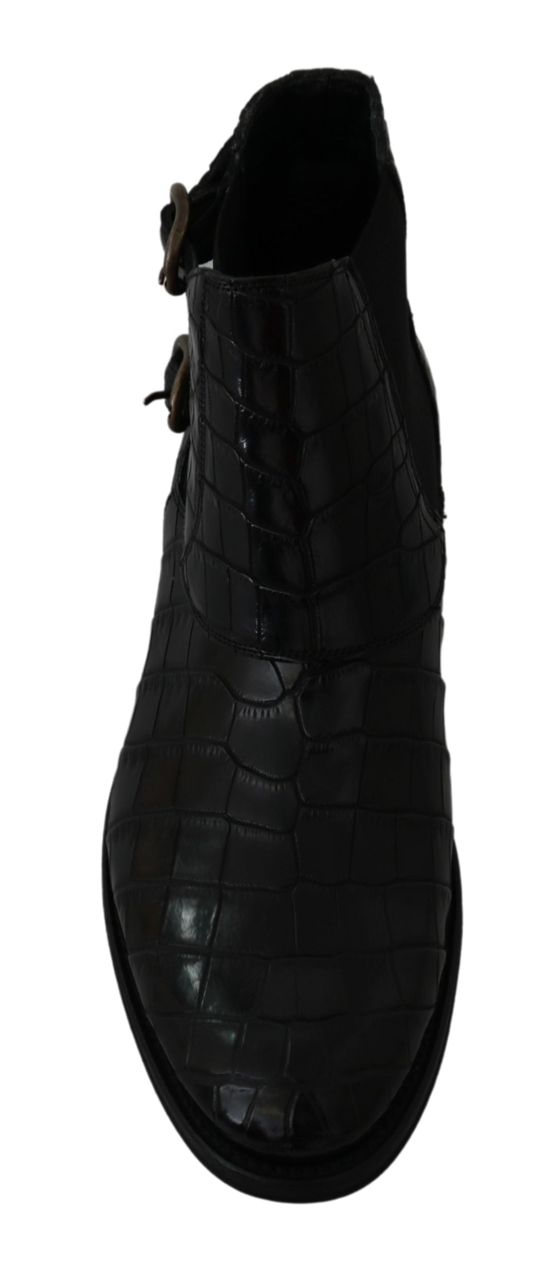 Dolce & Gabbana Black Crocodile Leather Derby Boots Shoes-3