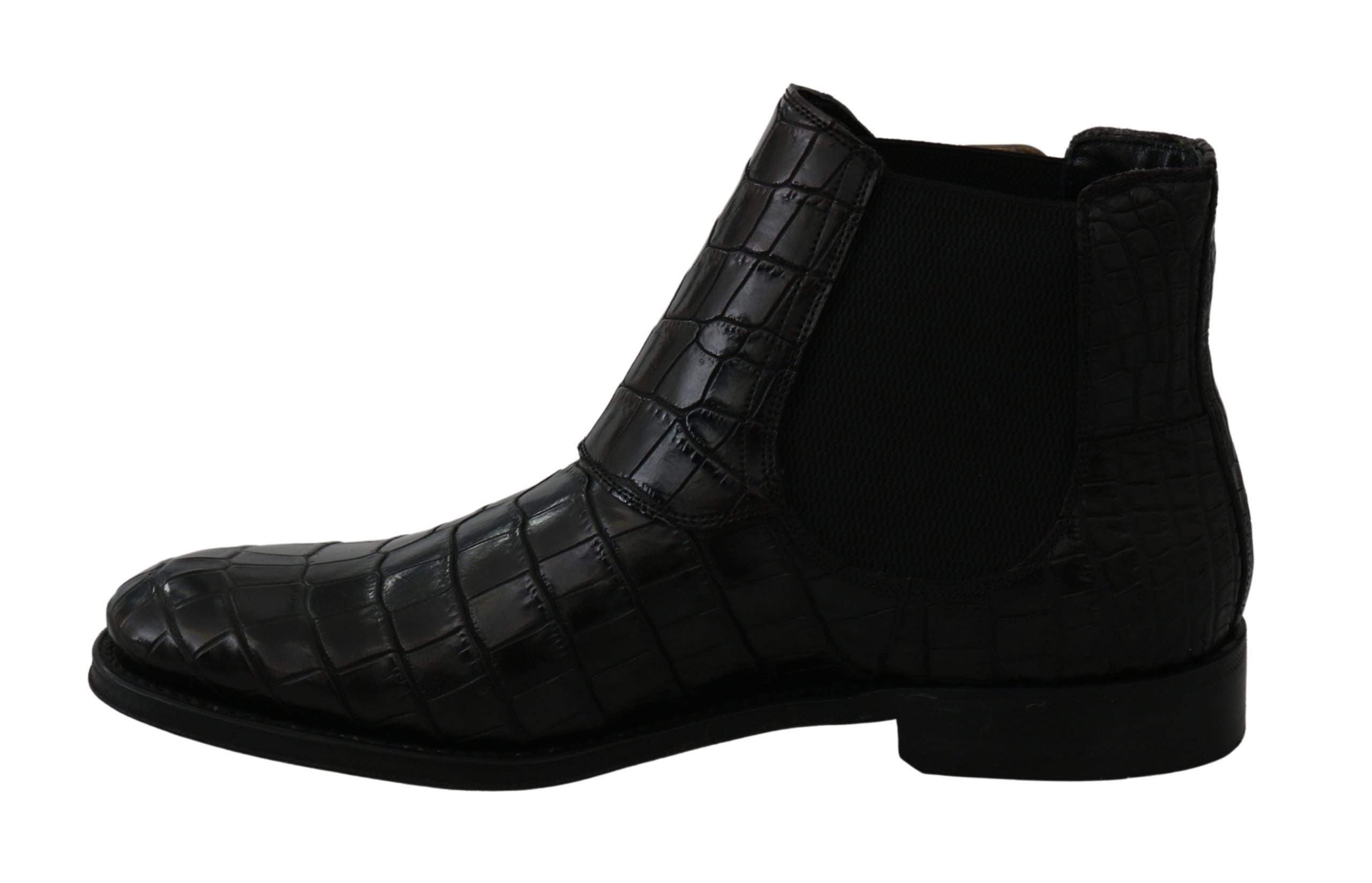 Dolce & Gabbana Black Crocodile Leather Derby Boots Shoes-7