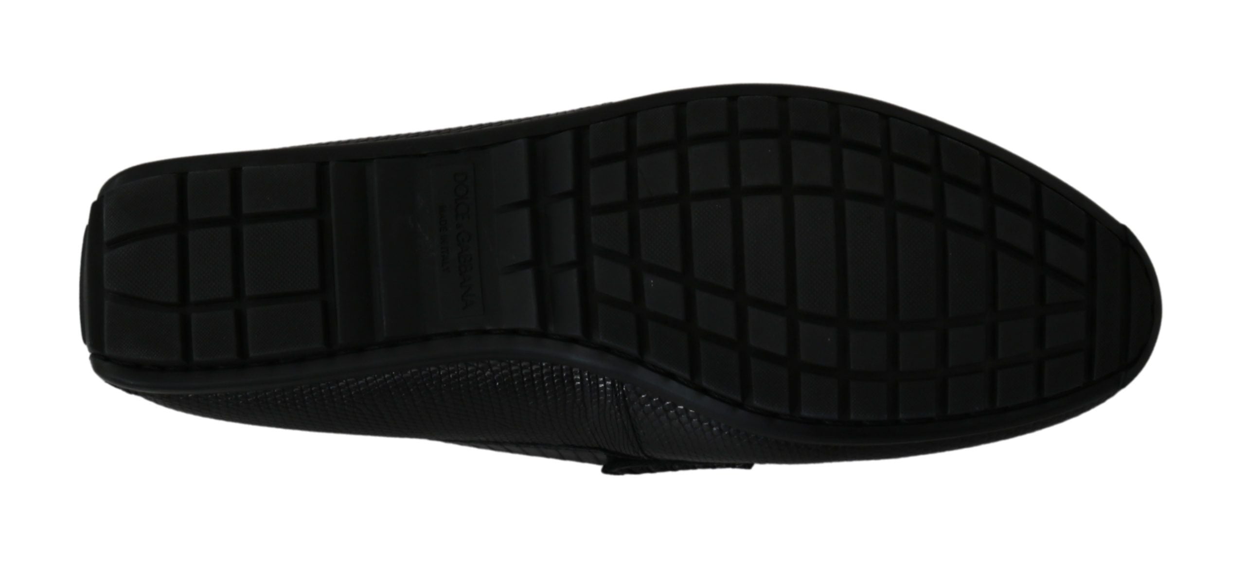 Dolce & Gabbana Black Lizard Leather Flat Loafers Shoes-7
