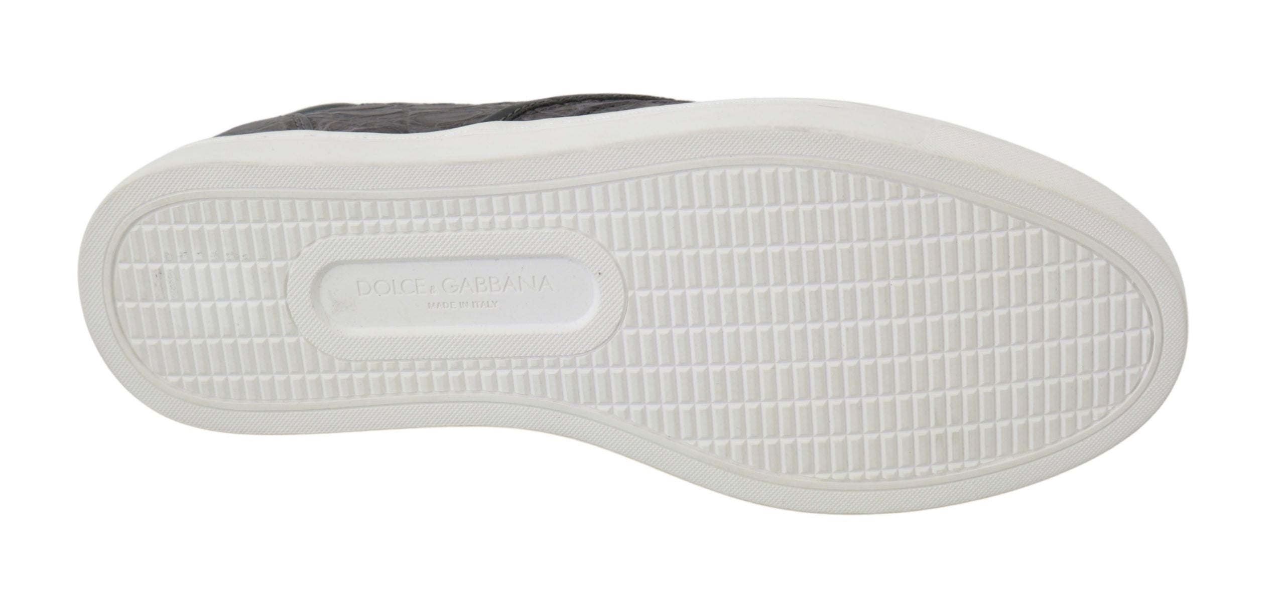 Dolce & Gabbana Grey Leather Flat Caiman Men's Loafers Shoes-6