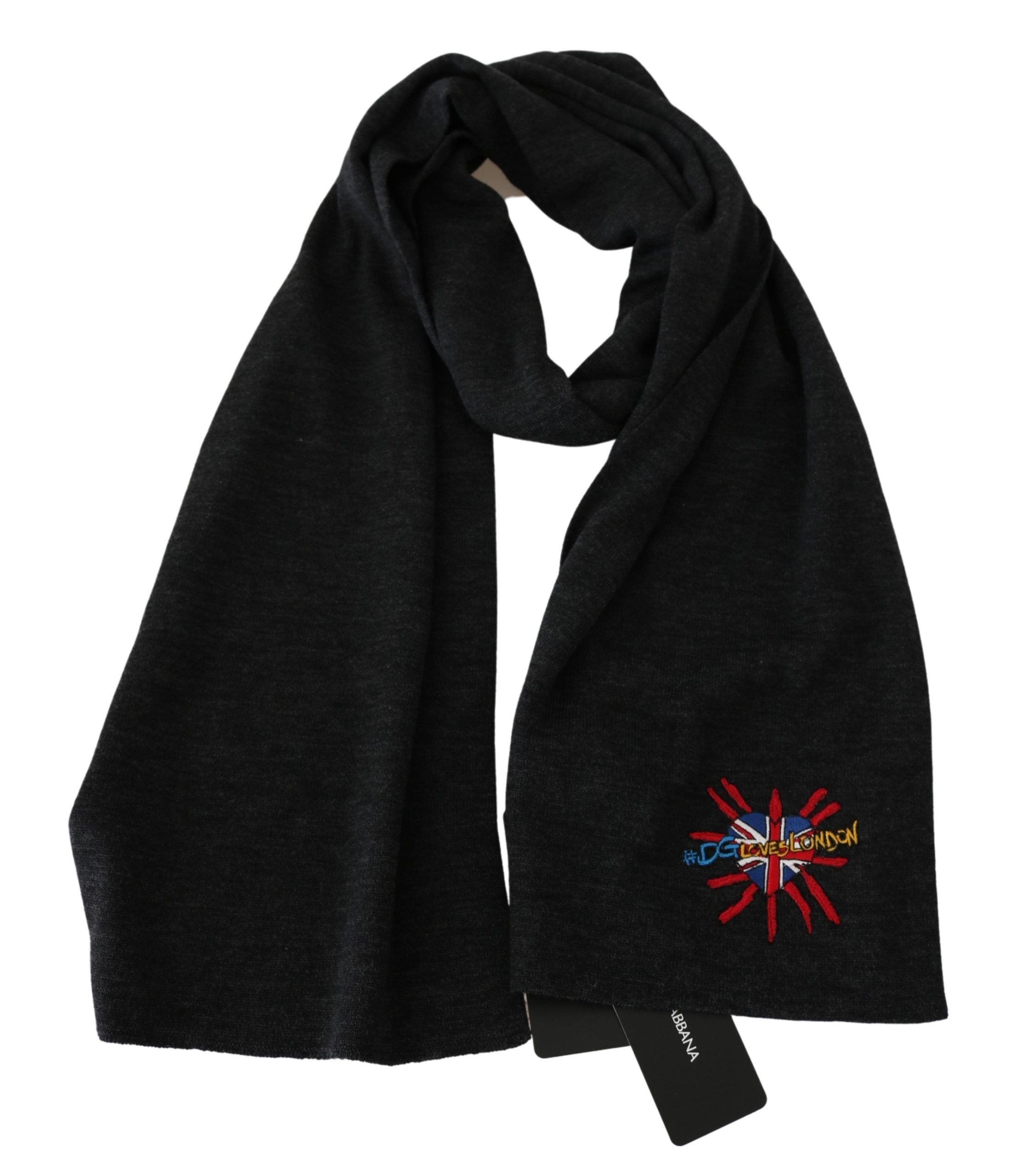 Dolce & Gabbana Grey #DGLovesLondon Wool Wrap Wool Scarf-3