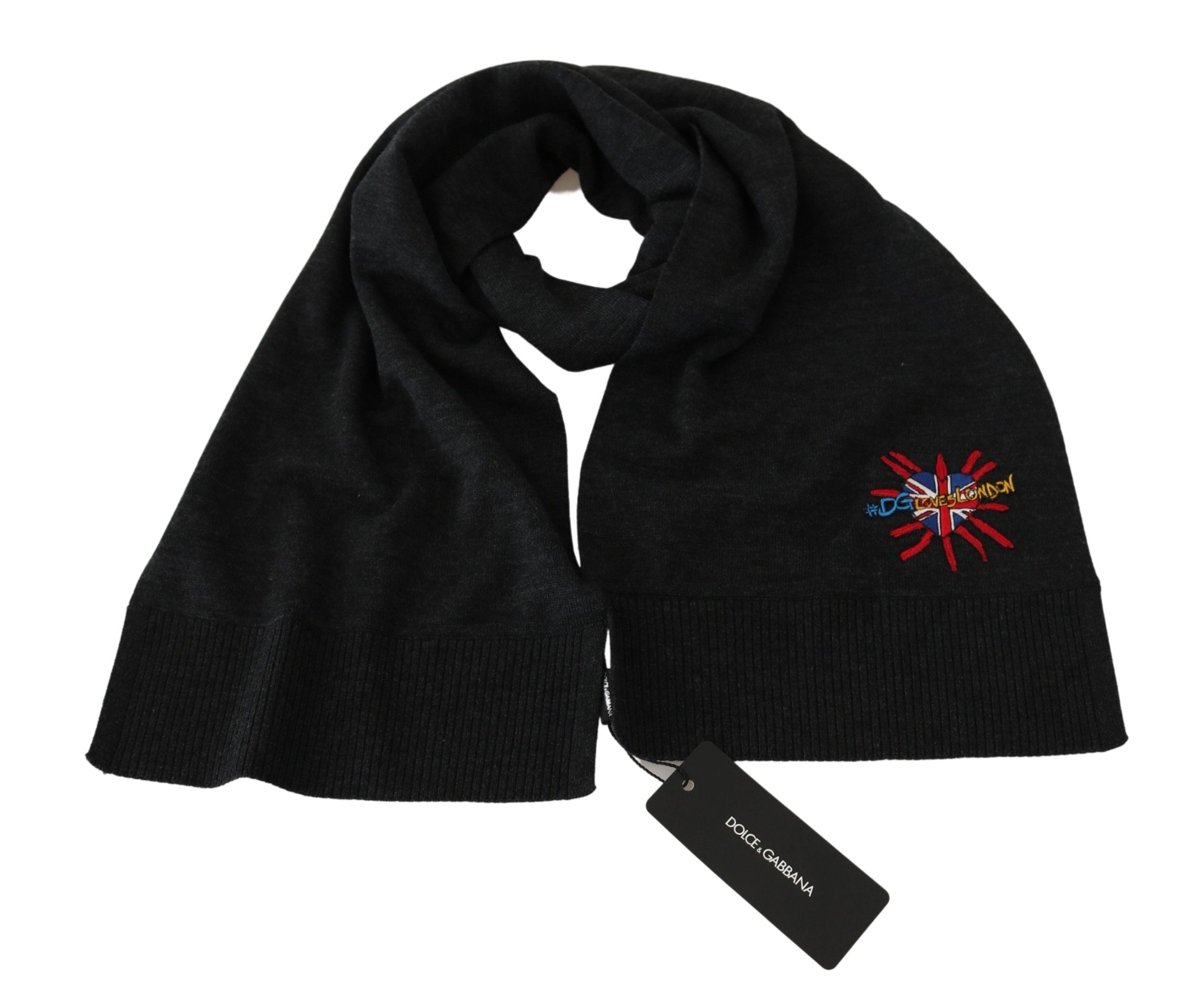 Dolce & Gabbana Grey #DGLovesLondon Wrap Scarf Wool Scarf-3