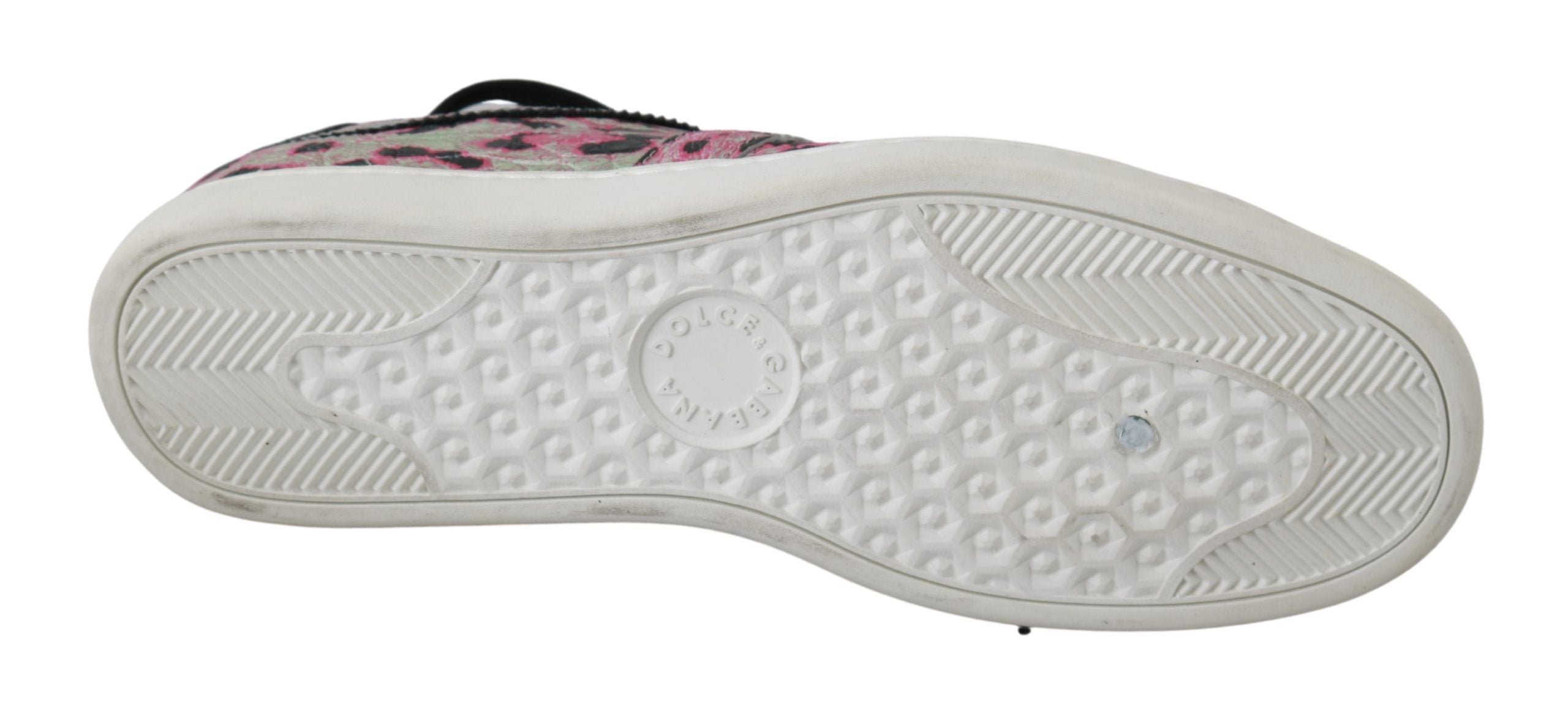 Dolce & Gabbana Pink Leopard Print Training Leather Flat Sneakers-2