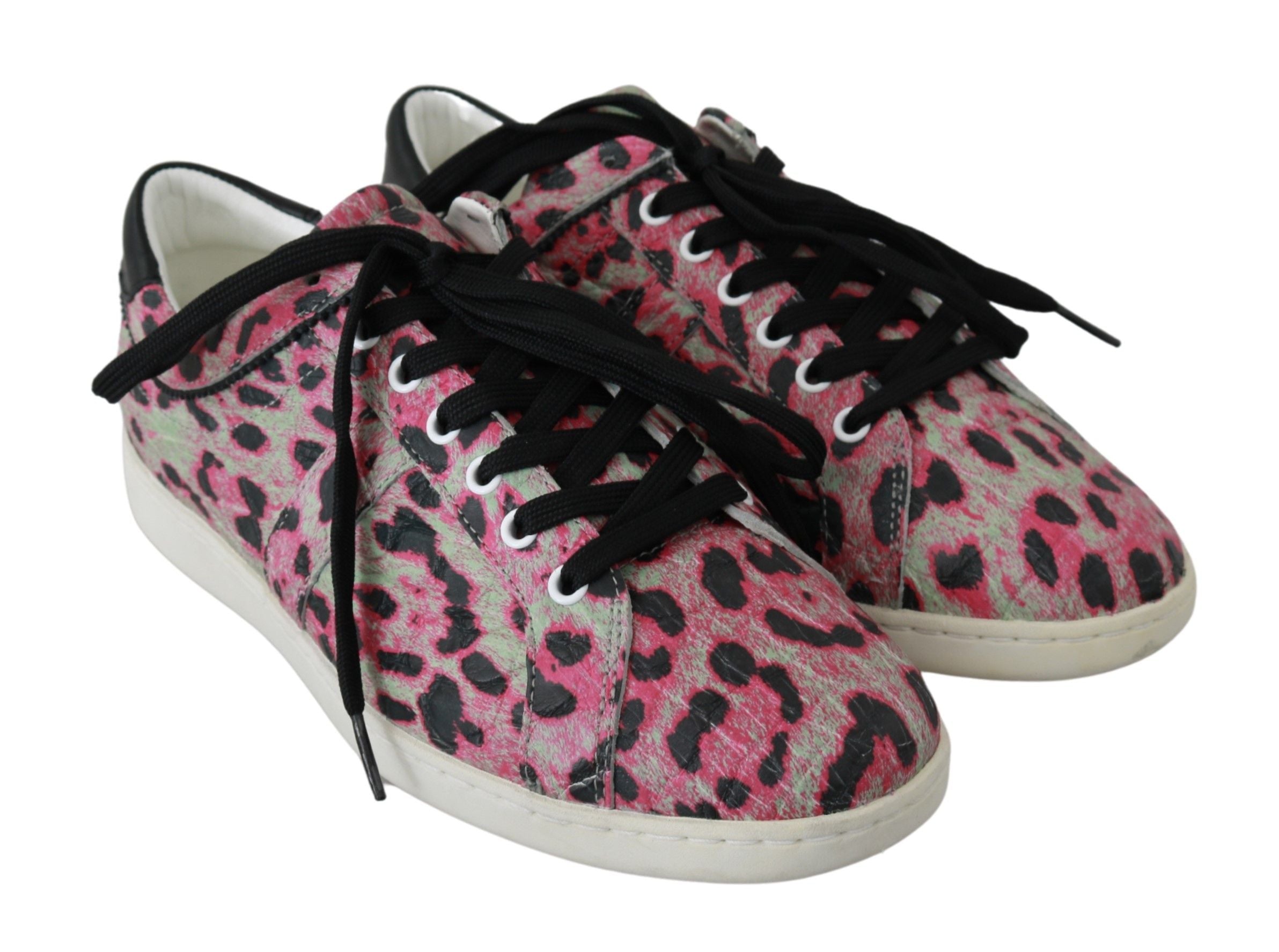 Dolce & Gabbana Pink Leopard Print Training Leather Flat Sneakers-5