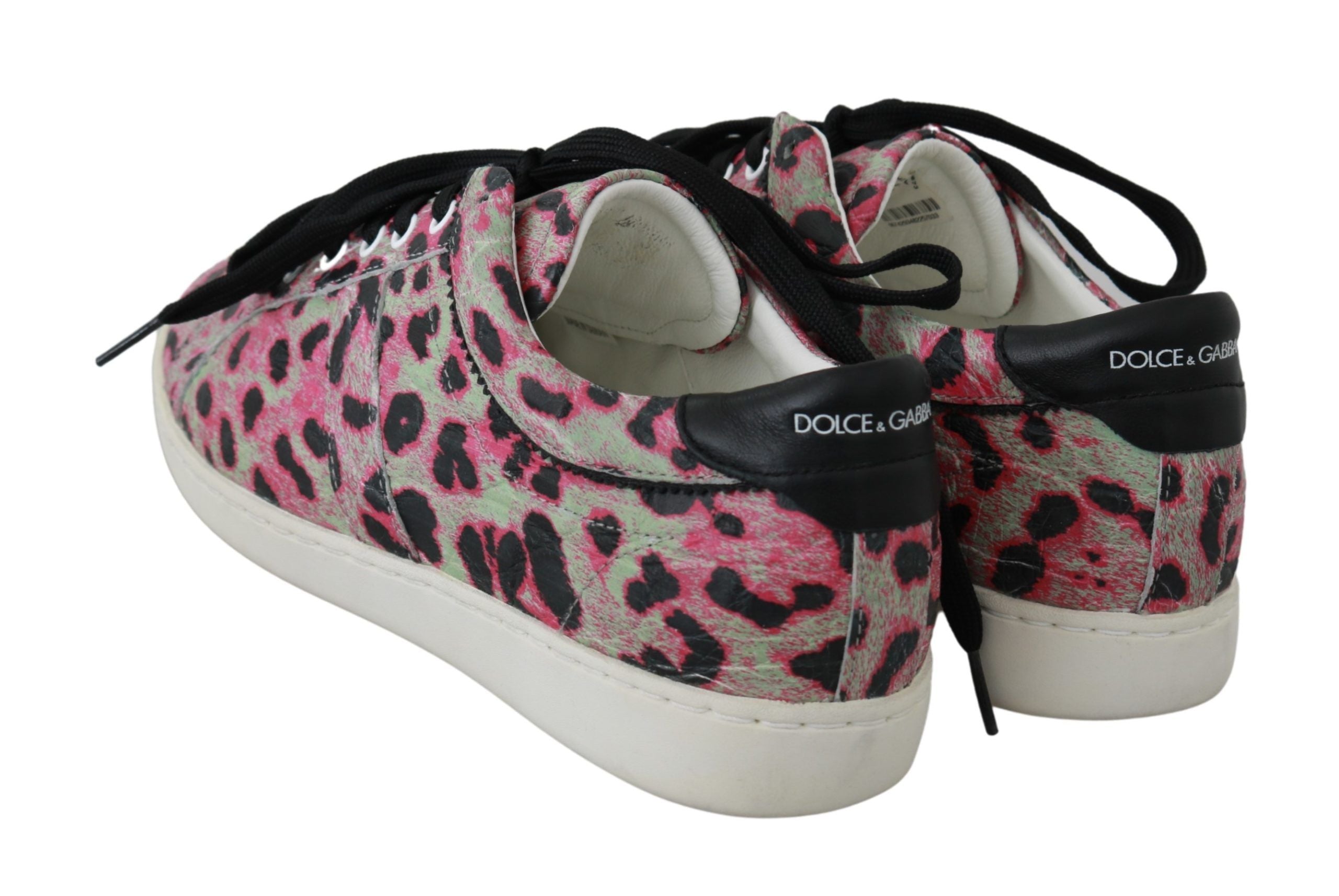 Dolce & Gabbana Pink Leopard Print Training Leather Flat Sneakers-6
