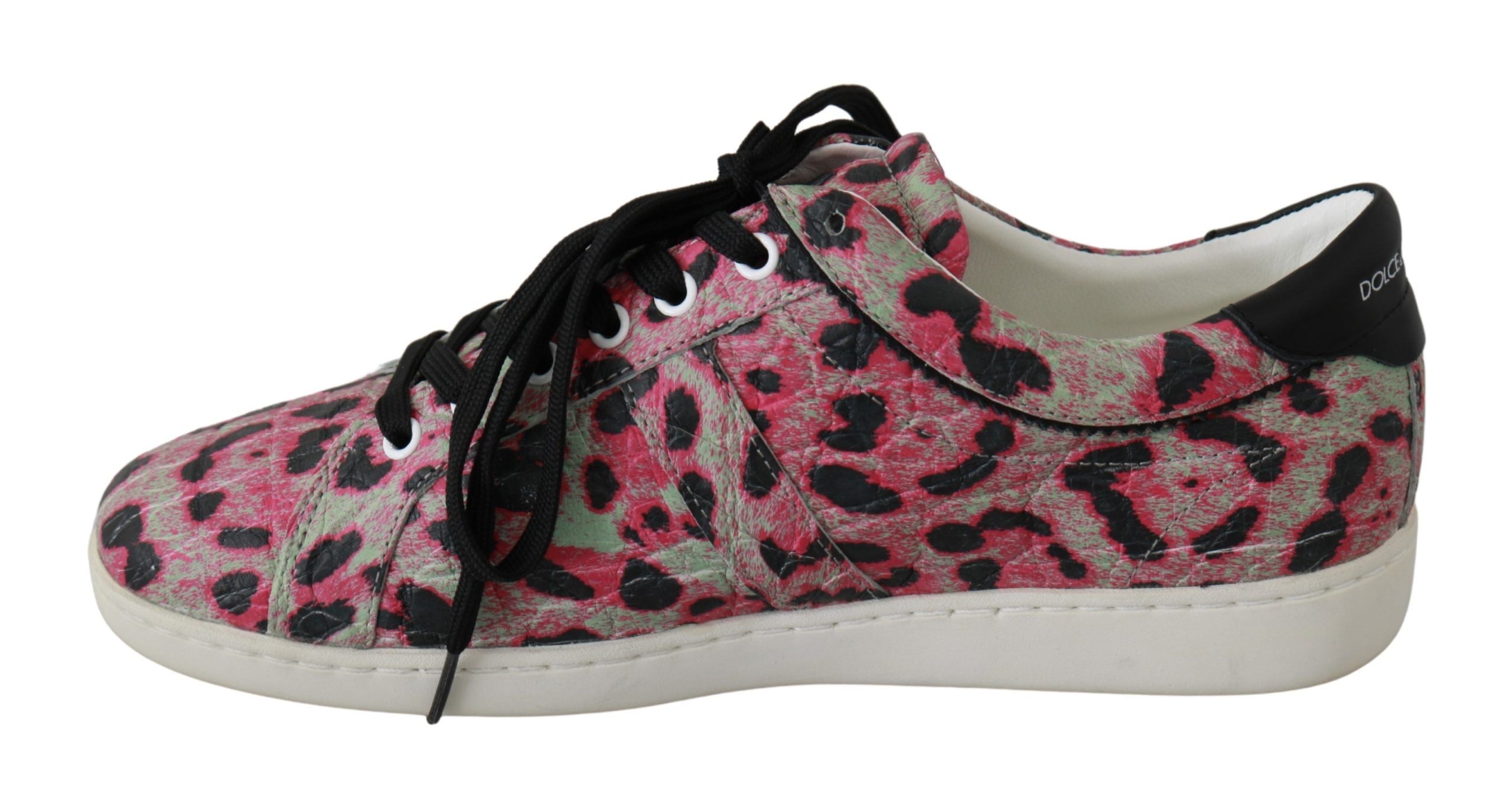 Dolce & Gabbana Pink Leopard Print Training Leather Flat Sneakers-7