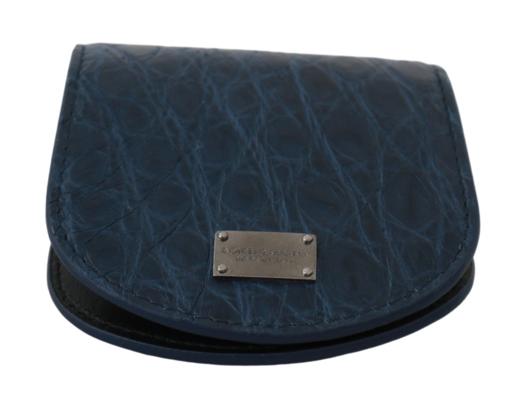 Dolce & Gabbana Blue Bag Holder Wallet Blue Exotic Skin Condom Case-4