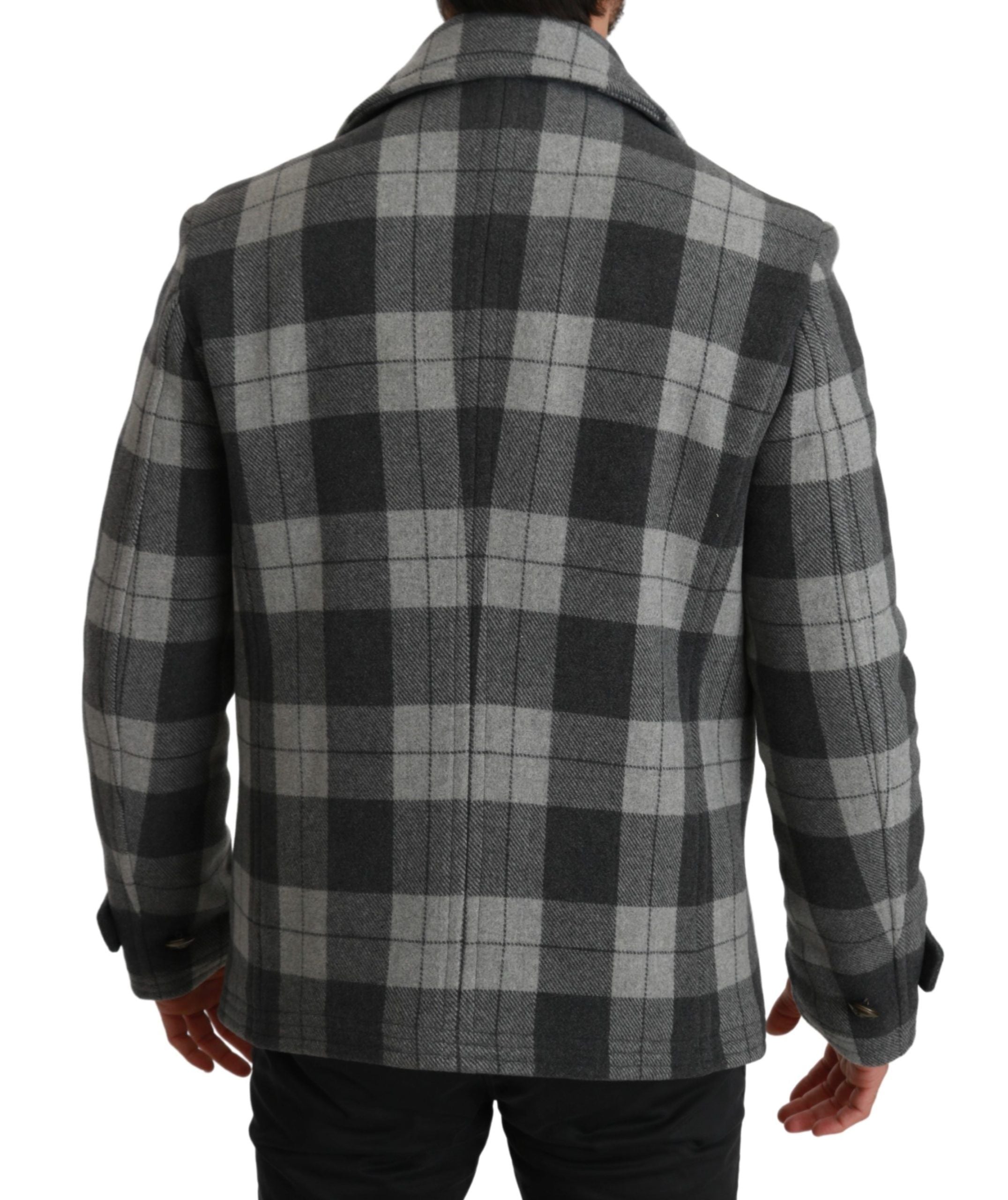 Dolce & Gabbana Grey Check Wool Cashmere Coat Jacket-4
