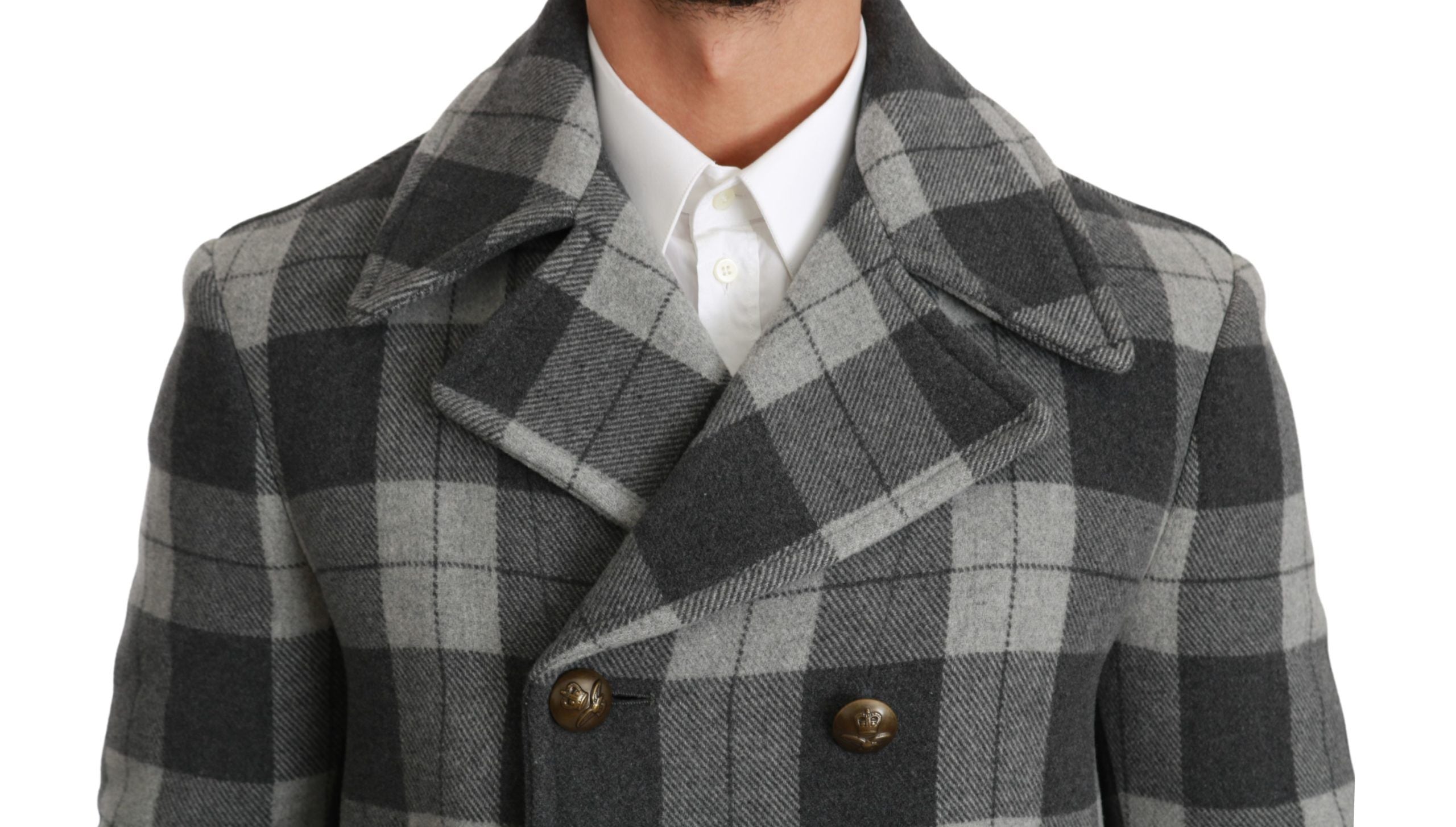 Dolce & Gabbana Grey Check Wool Cashmere Coat Jacket-5