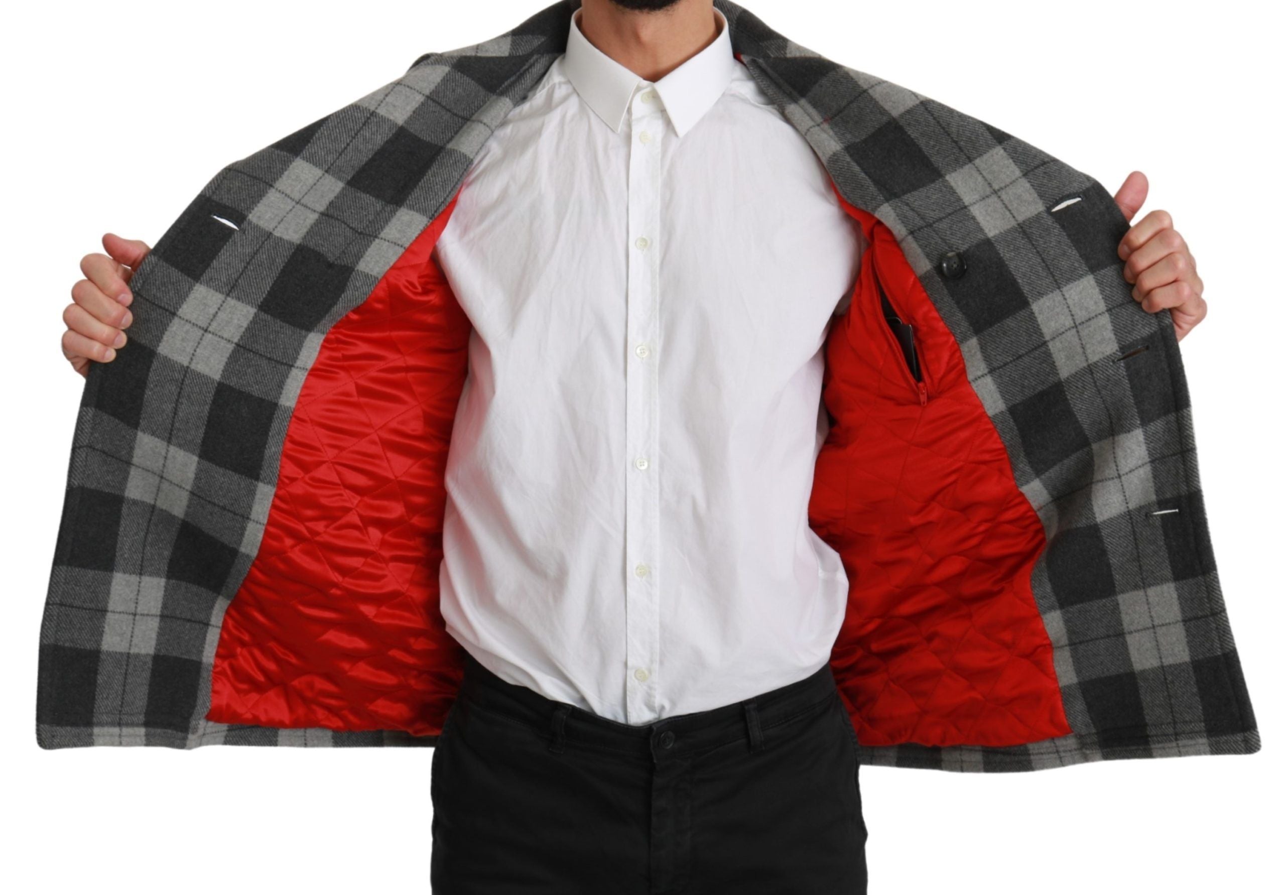 Dolce & Gabbana Grey Check Wool Cashmere Coat Jacket-6