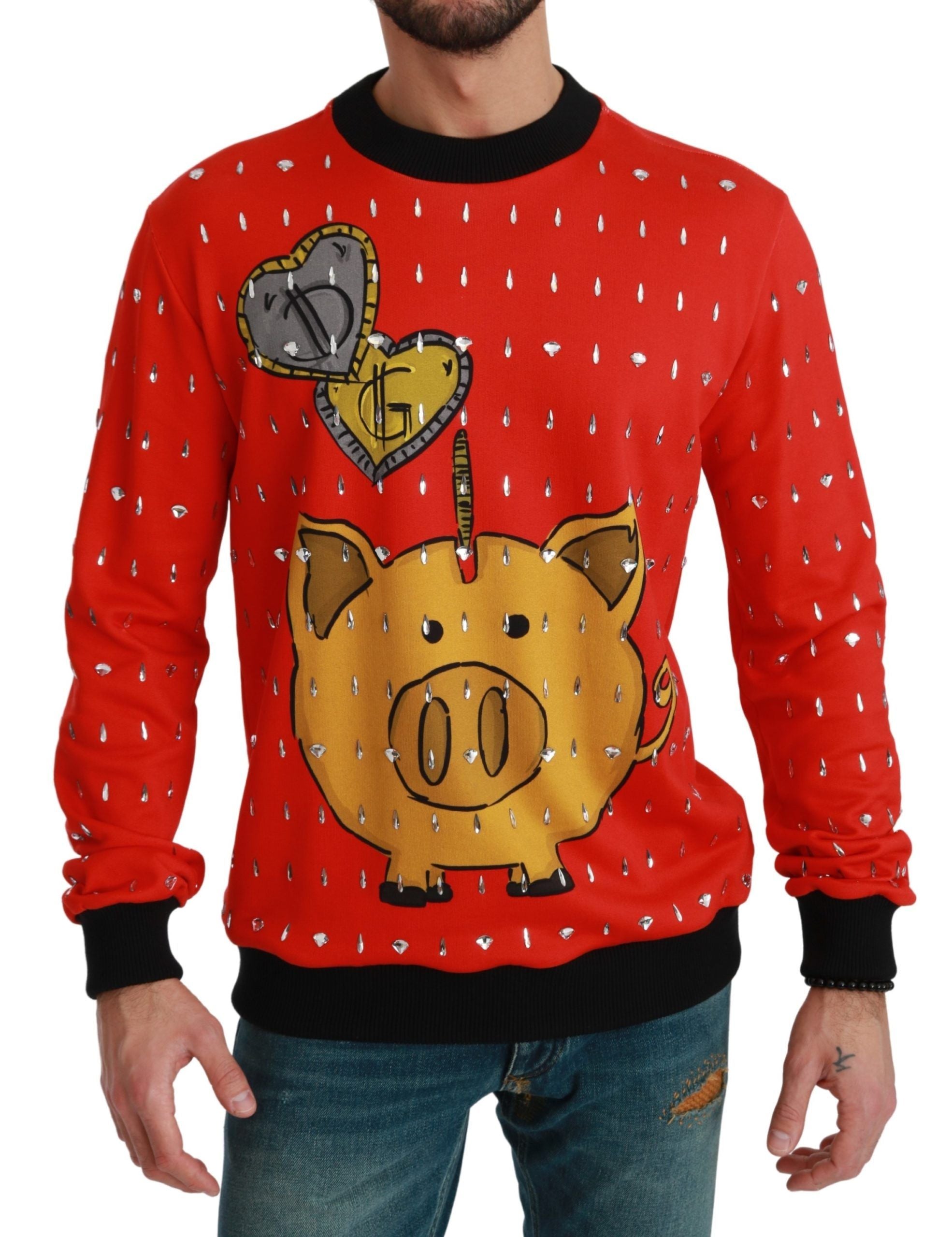 Dolce & Gabbana Red Crystal Pig of the Year Sweater-2