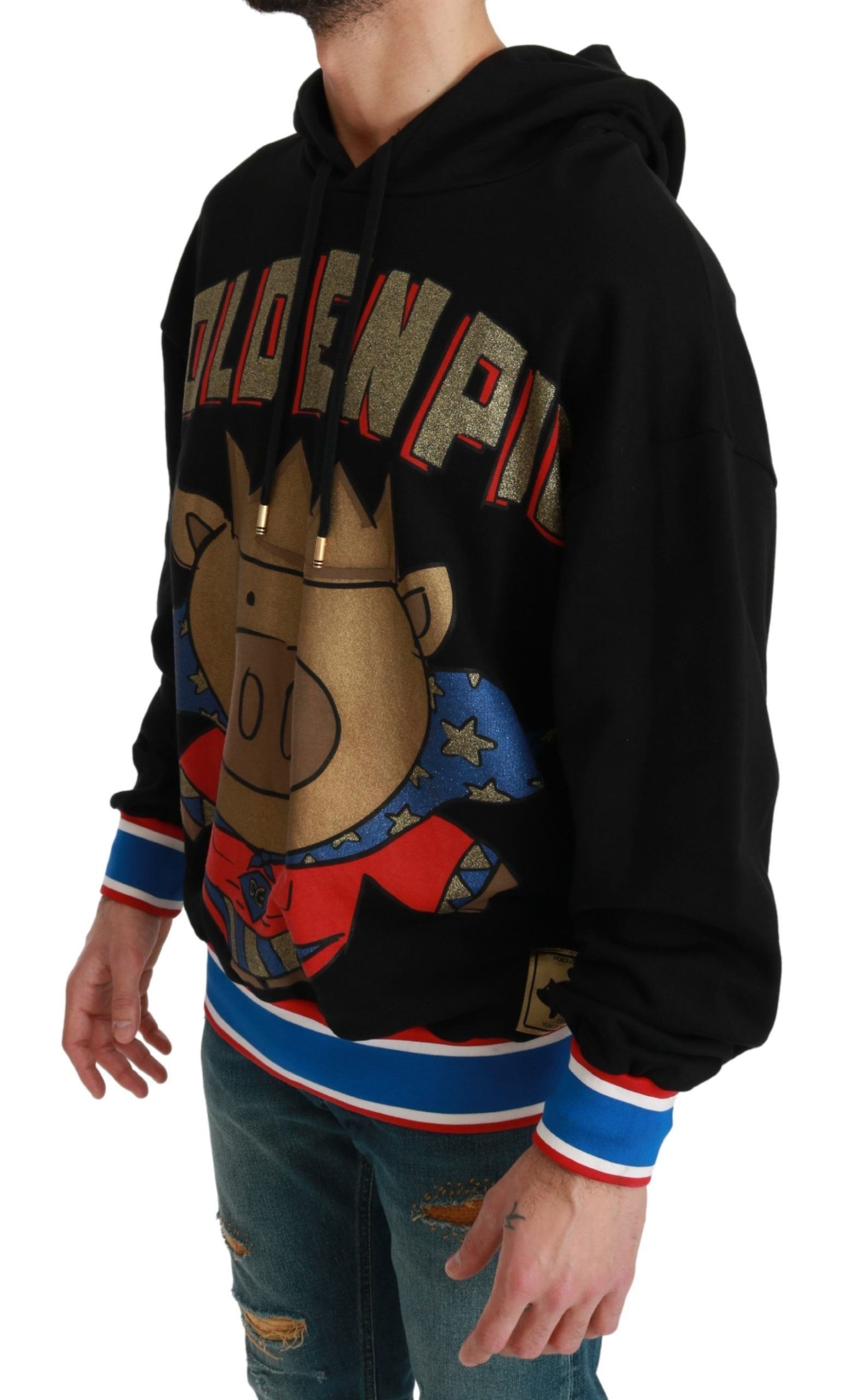 Dolce & Gabbana Schwarzer Pullover Schwein des Jahres mit Kapuze-2