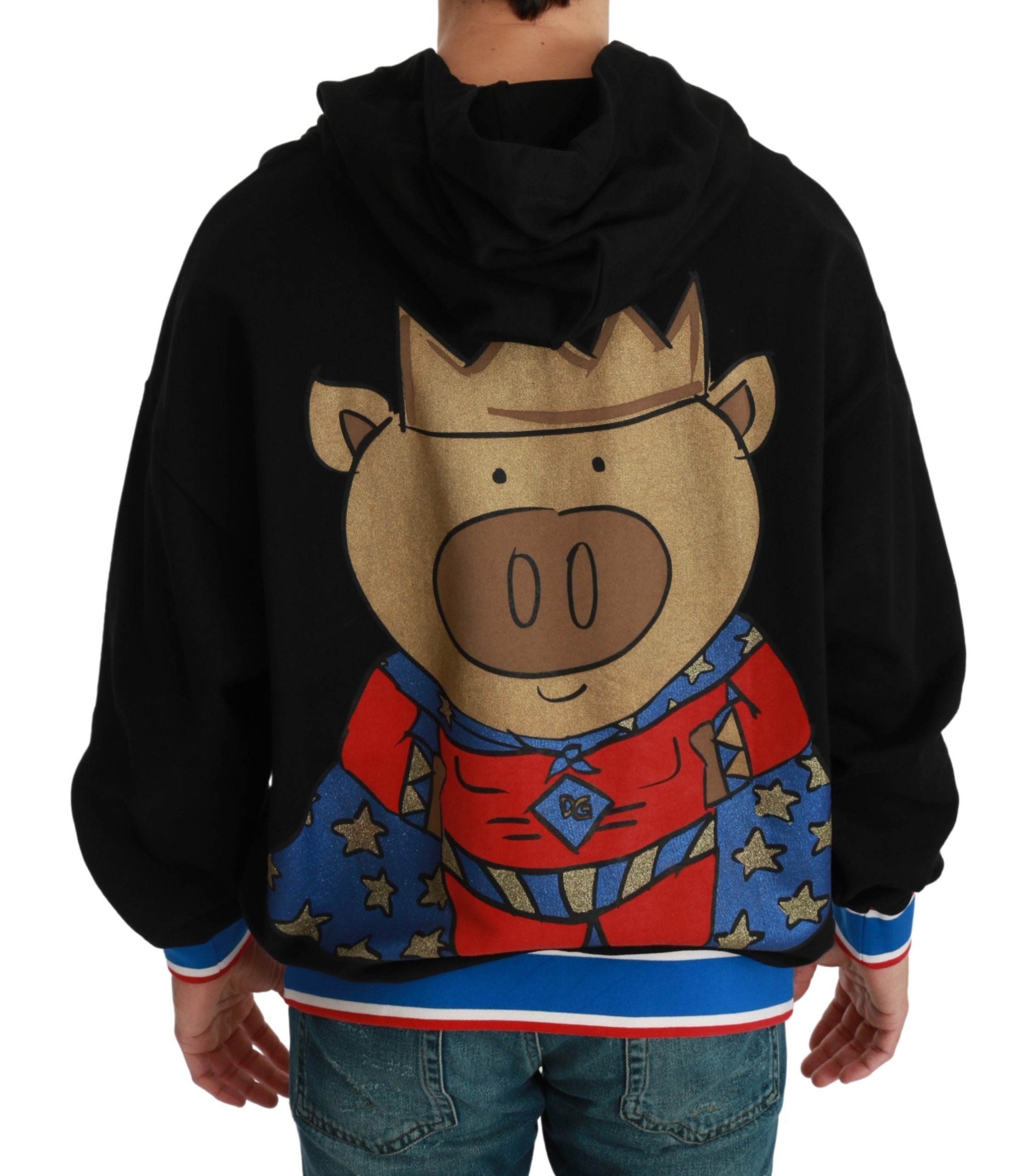 Dolce & Gabbana Schwarzer Pullover Schwein des Jahres mit Kapuze-3