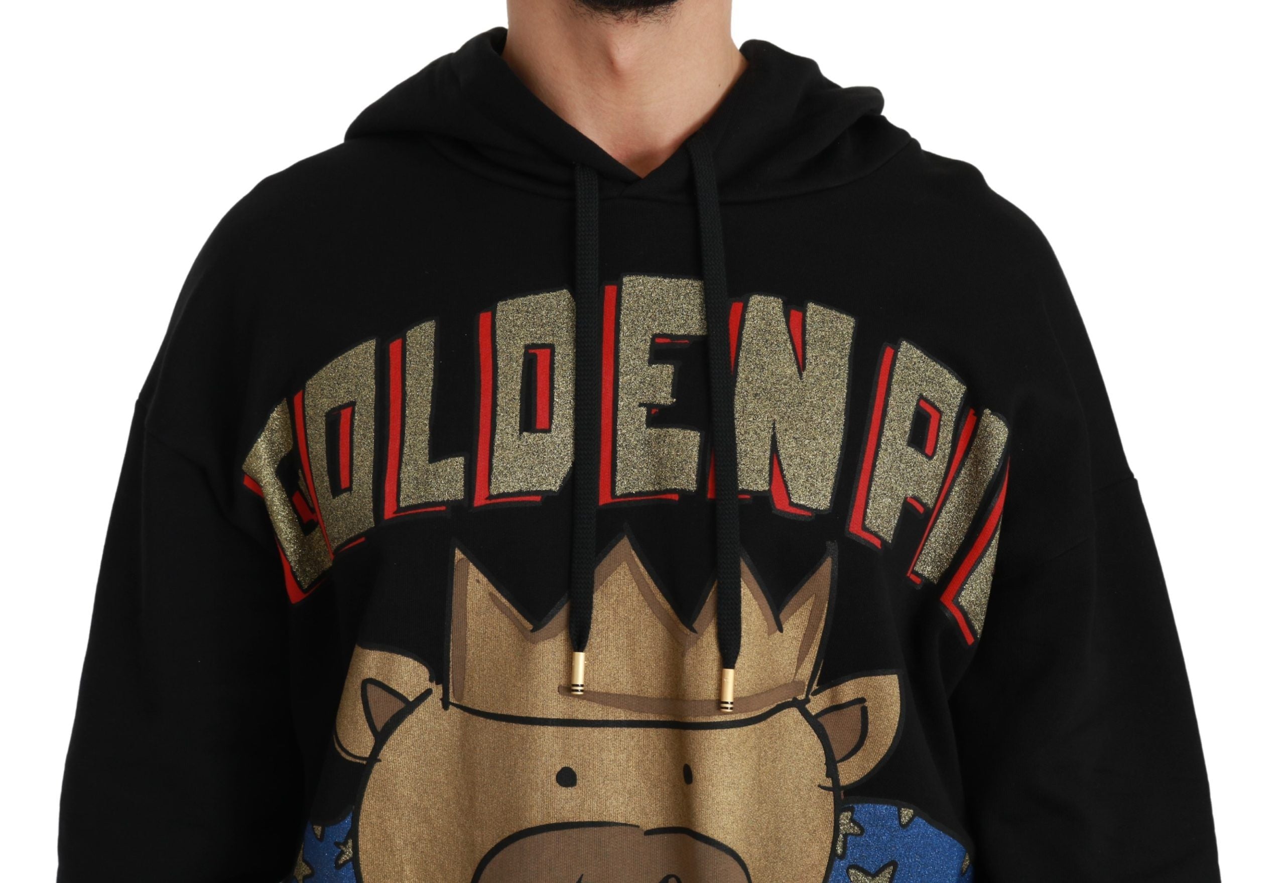 Dolce & Gabbana Schwarzer Pullover Schwein des Jahres mit Kapuze-4