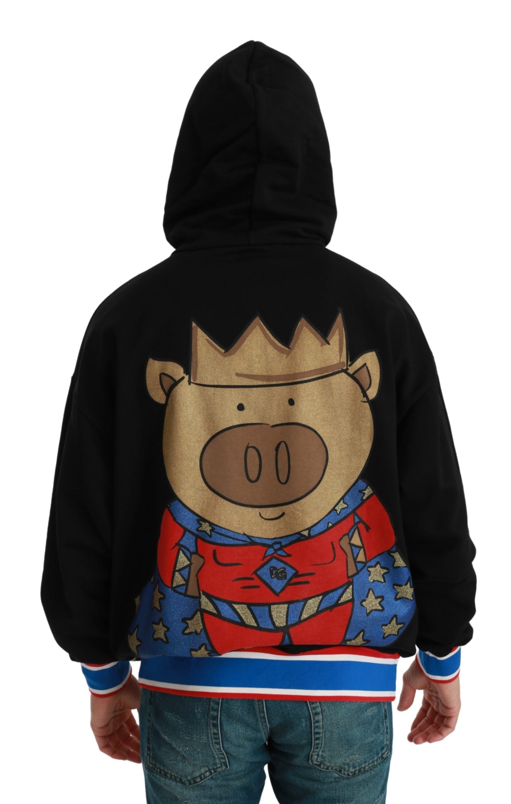 Dolce & Gabbana Schwarzer Pullover Schwein des Jahres mit Kapuze-6