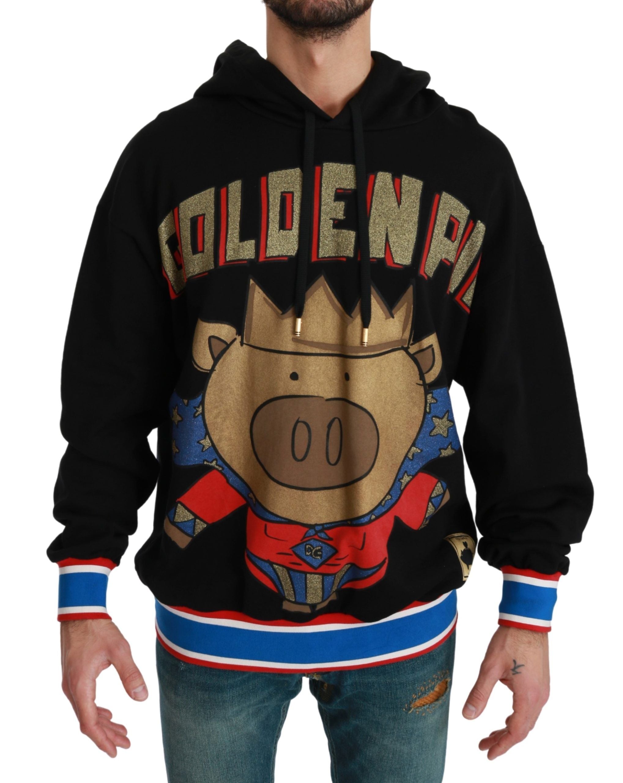 Dolce & Gabbana Schwarzer Pullover Schwein des Jahres mit Kapuze-1