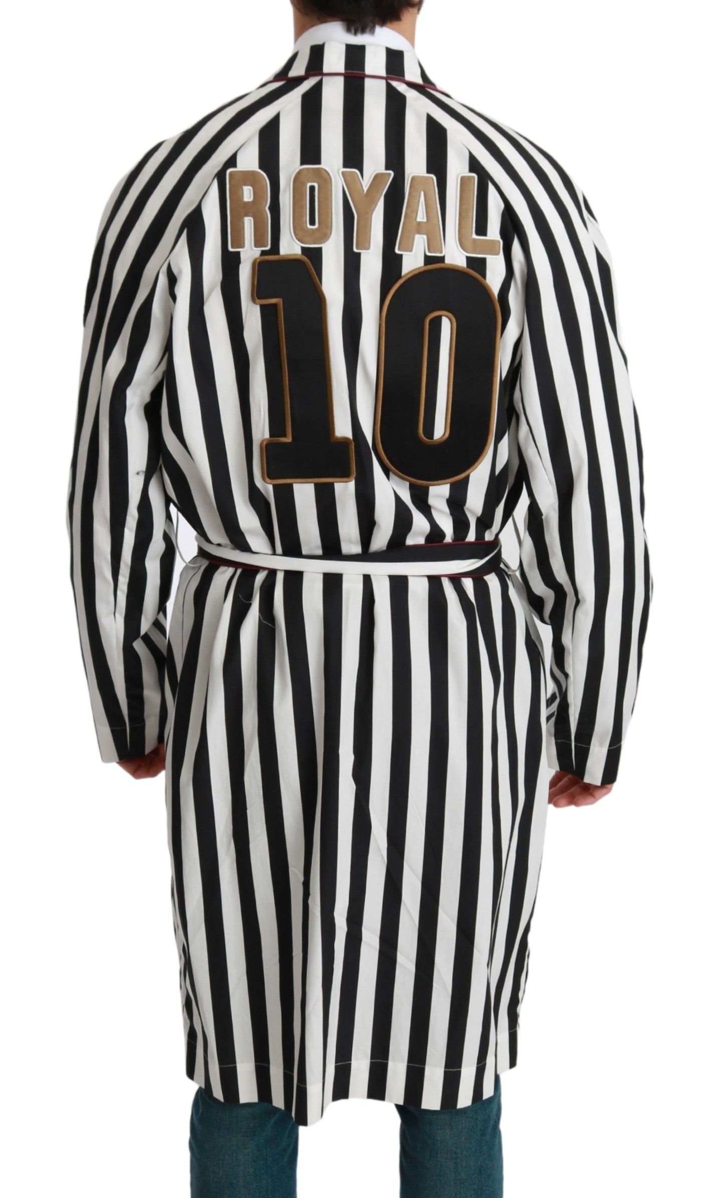 Dolce & Gabbana Black Coat Nightgown White Cotton Coat-3