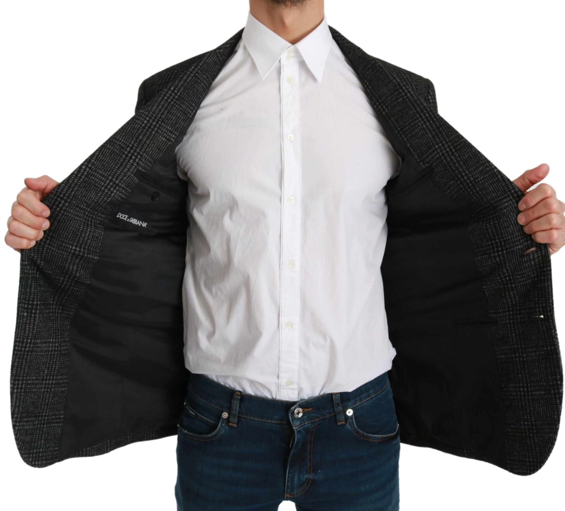 Dolce & Gabbana Grey Check Slim Fit Blazer-6