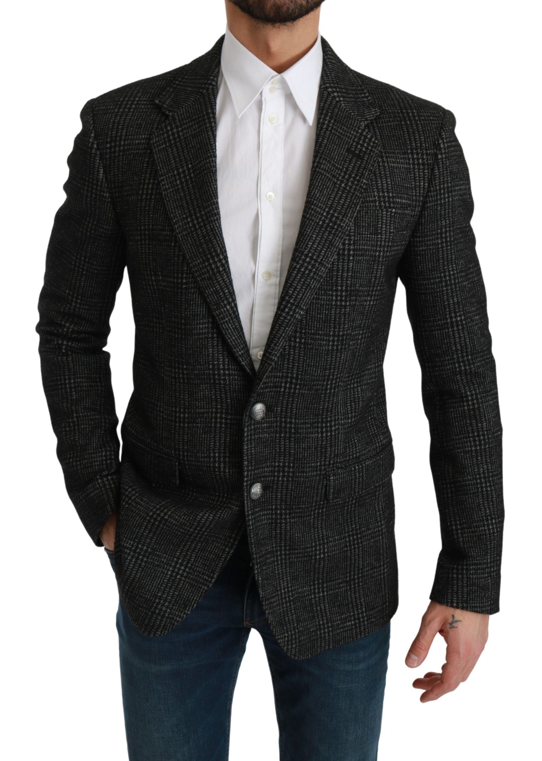 Dolce & Gabbana Grey Check Slim Fit Blazer-7
