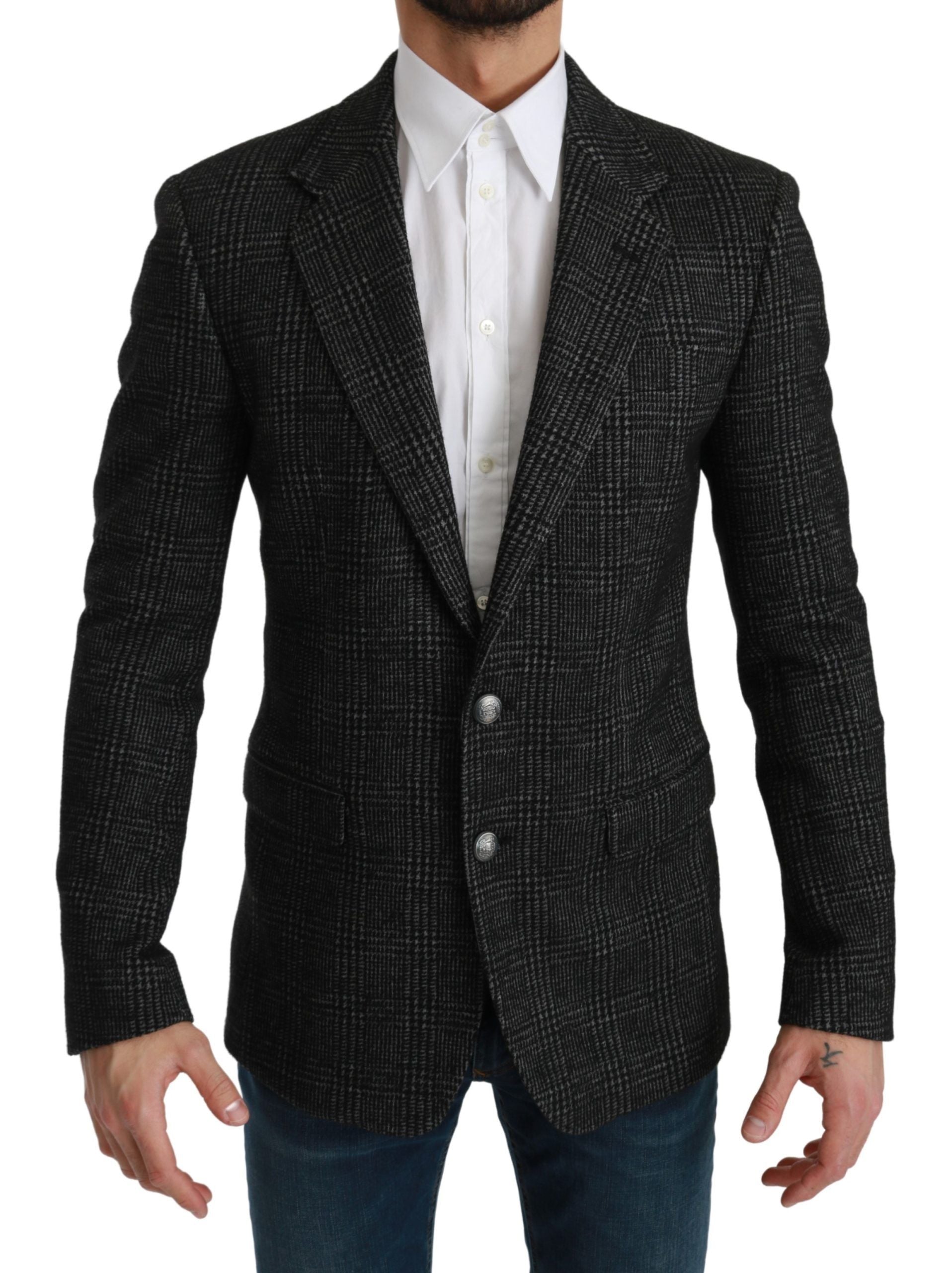 Dolce & Gabbana Grey Check Slim Fit Blazer