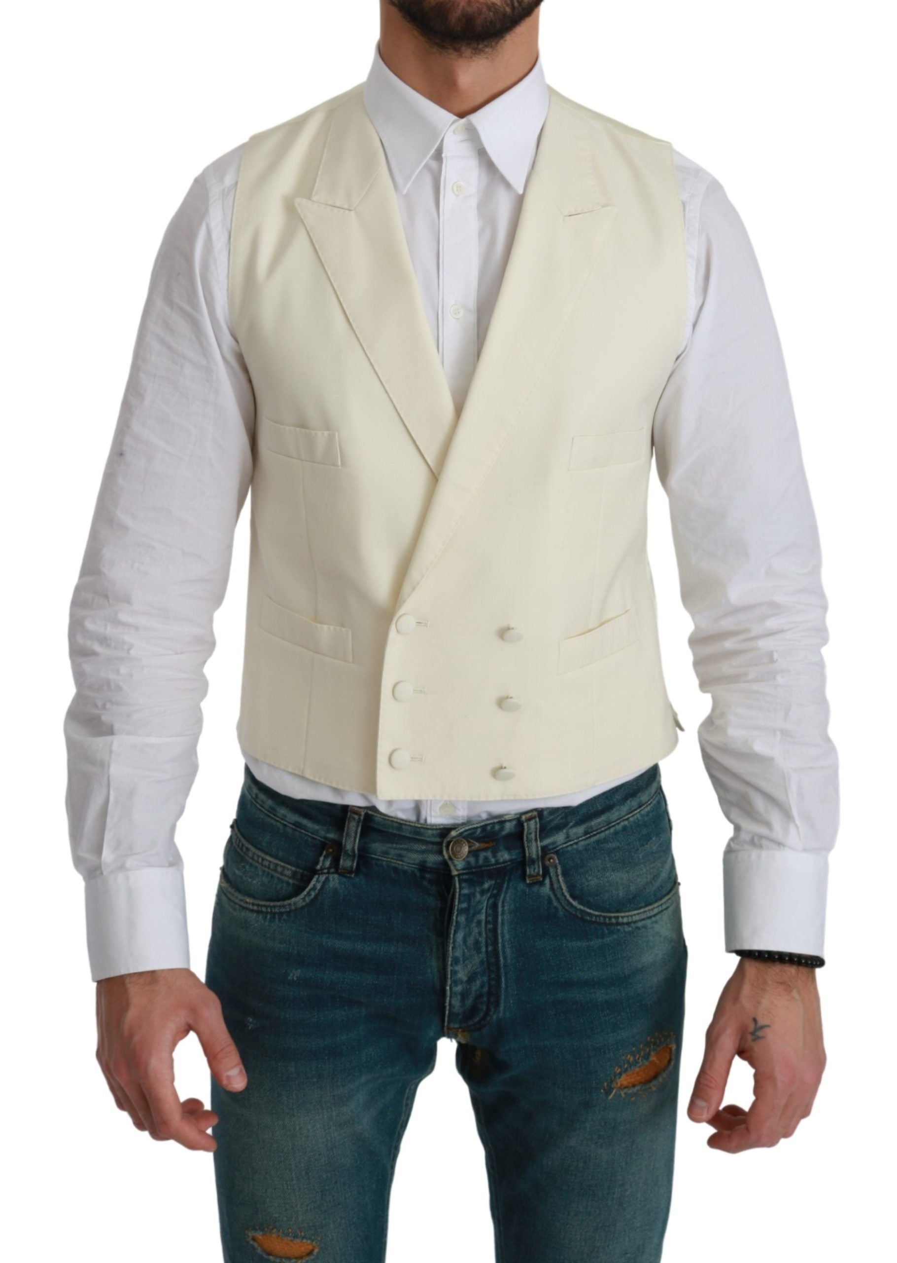 Dolce & Gabbana Weiße Weste Formale Wollweste-1