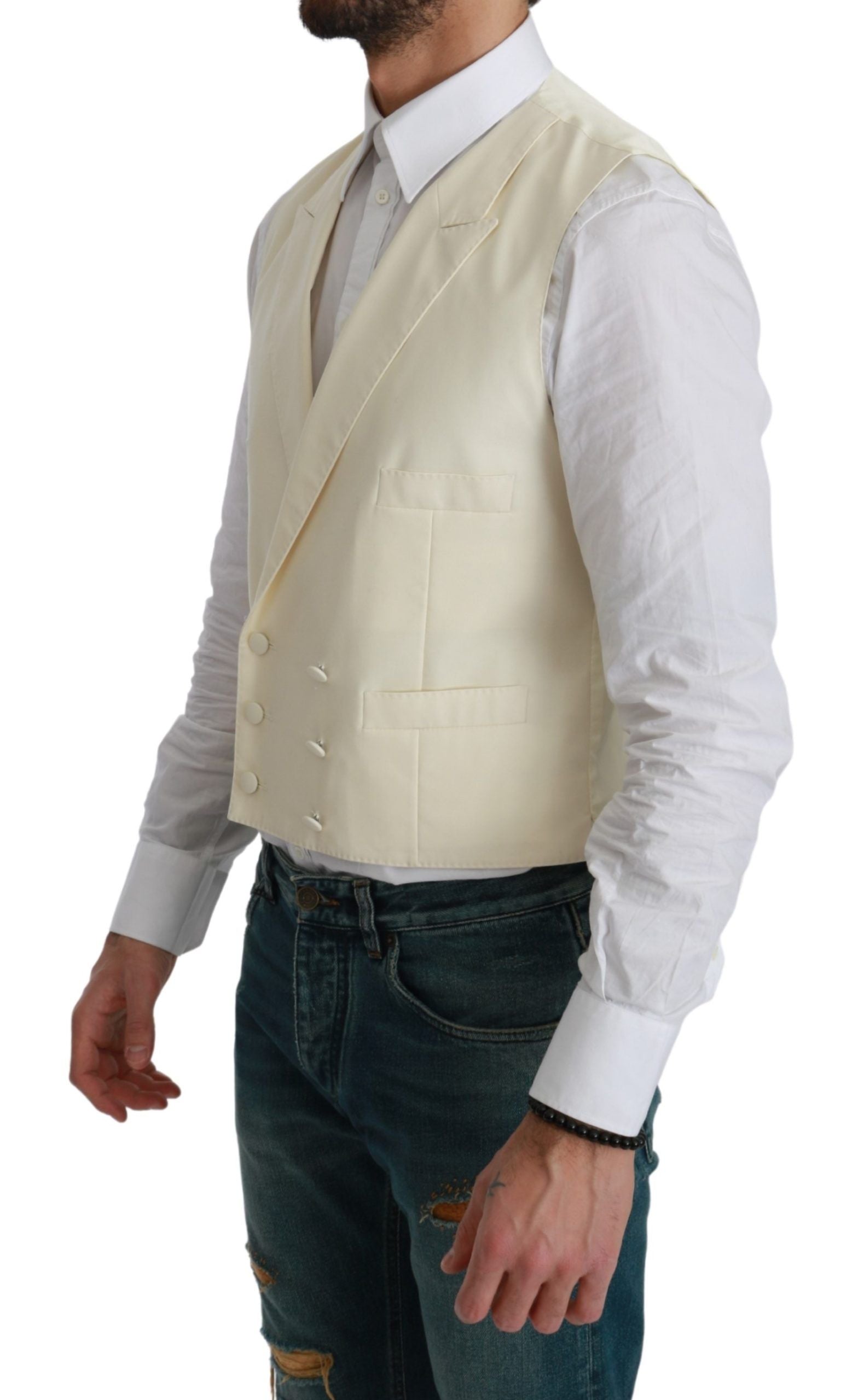 Dolce & Gabbana Weiße Weste Formale Wollweste-4