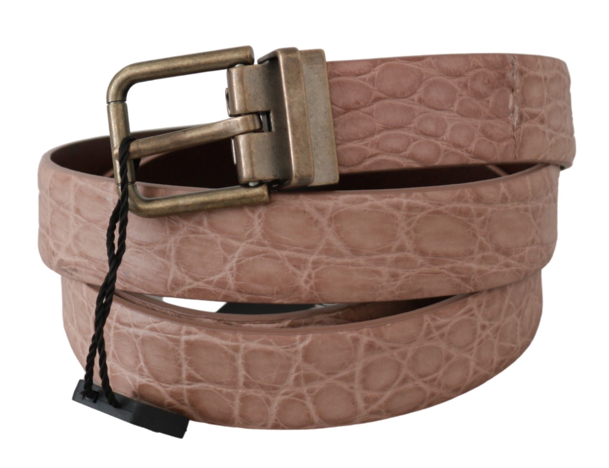 Dolce & Gabbana Beige Exotic Skin Gold Buckle Leather Belt-2