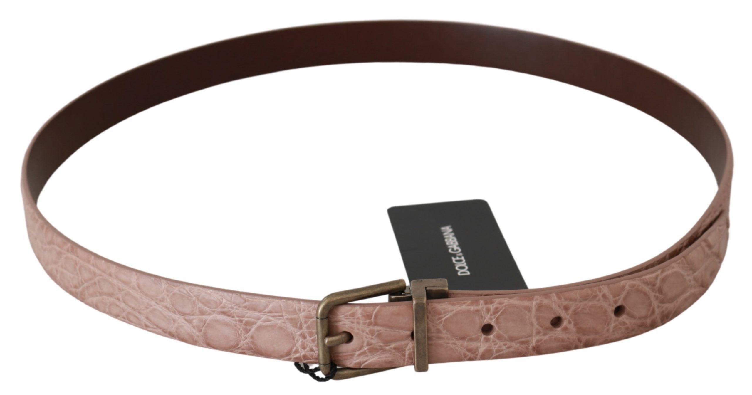 Dolce & Gabbana Beige Exotic Skin Gold Buckle Leather Belt-3