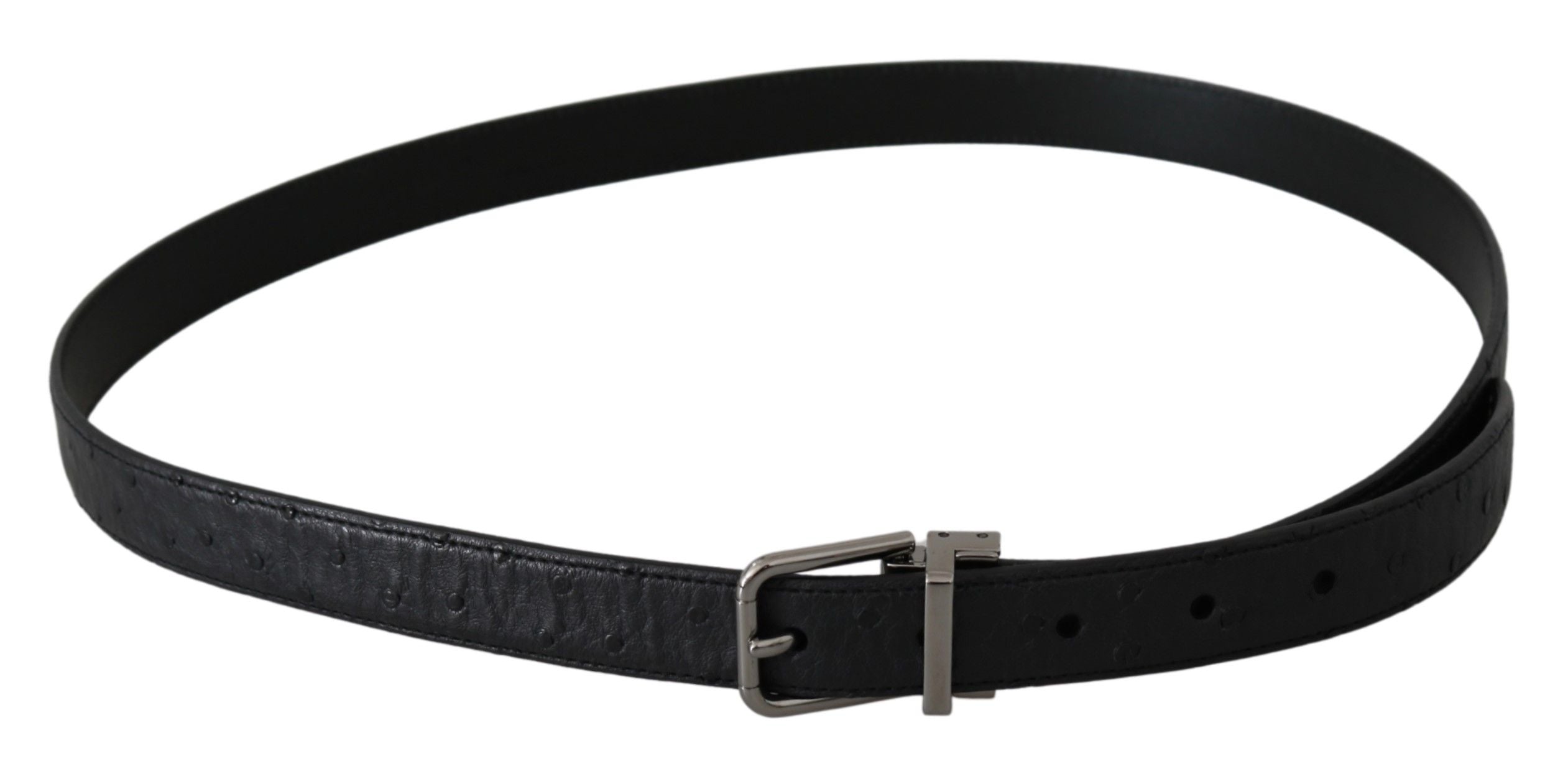 Dolce & Gabbana black belt with exotic skin pattern and silver buckle-3
