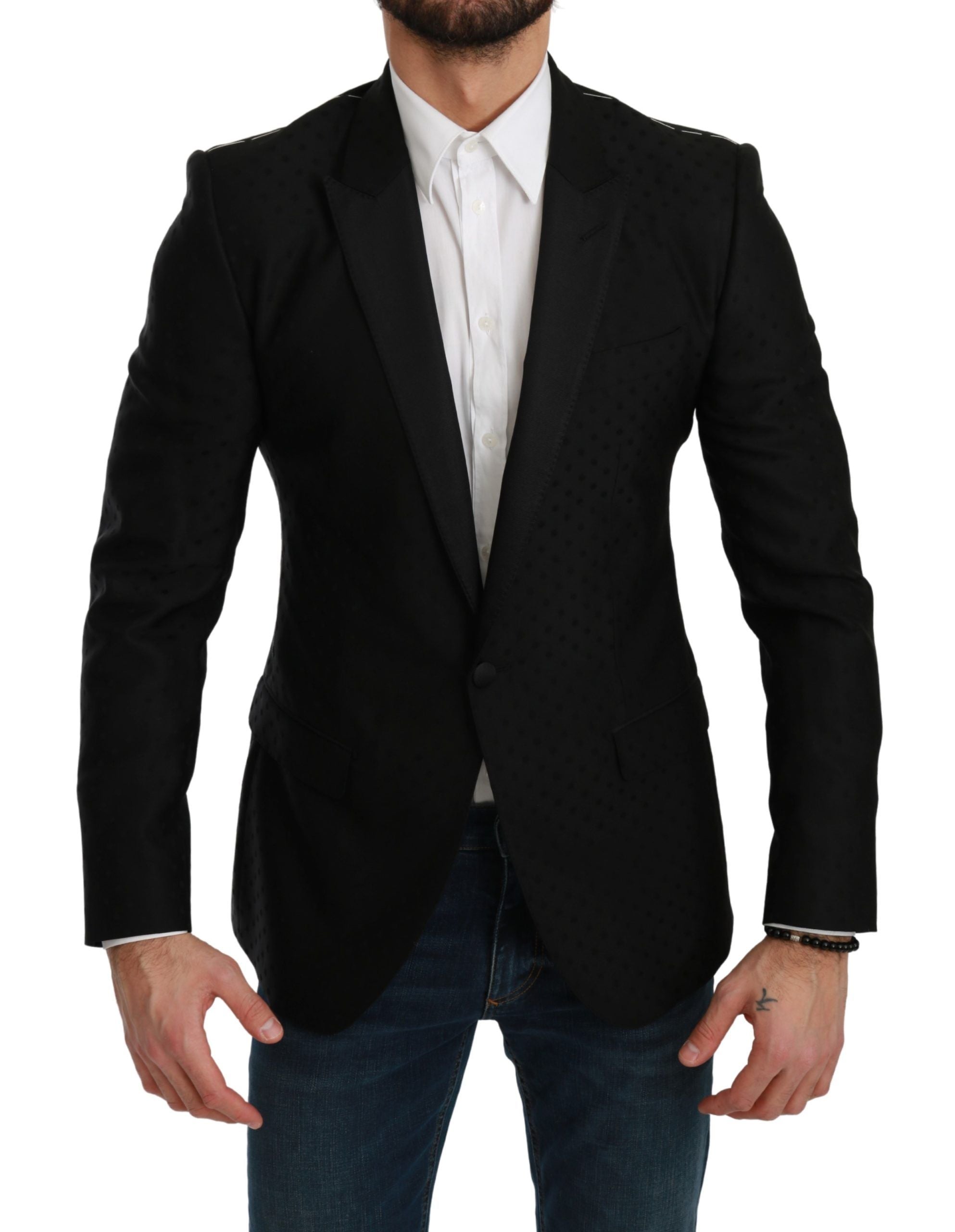 Dolce & Gabbana Black Slim Fit Coat Jacket MARTINI Blazer-3